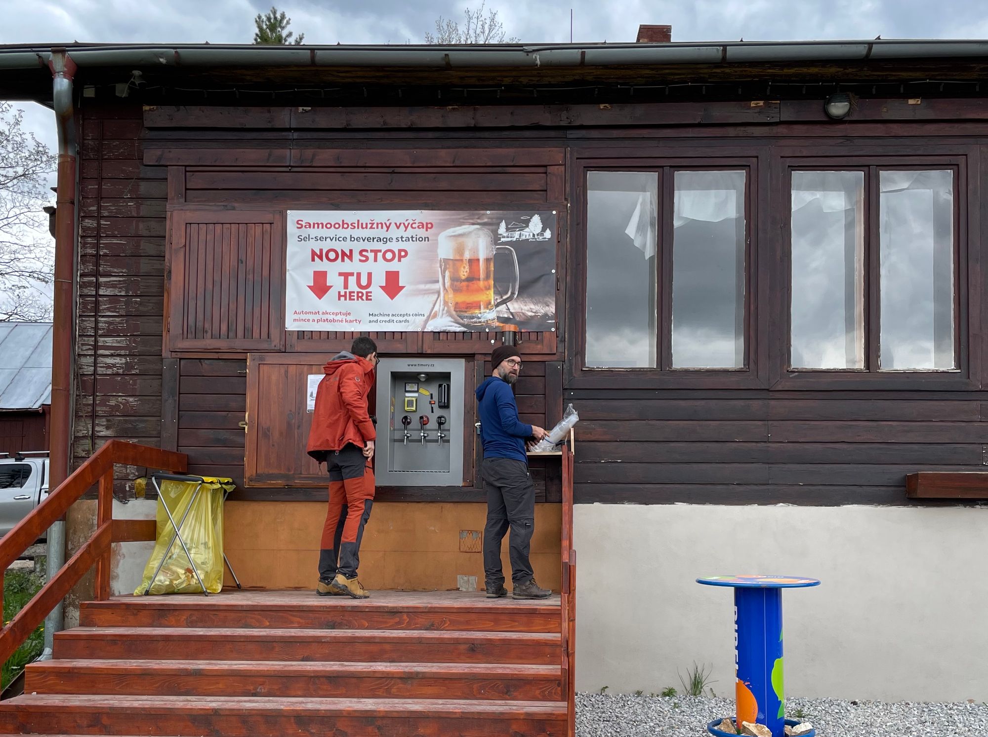 A self-service beer tap in the Slovak Paradise National Park.