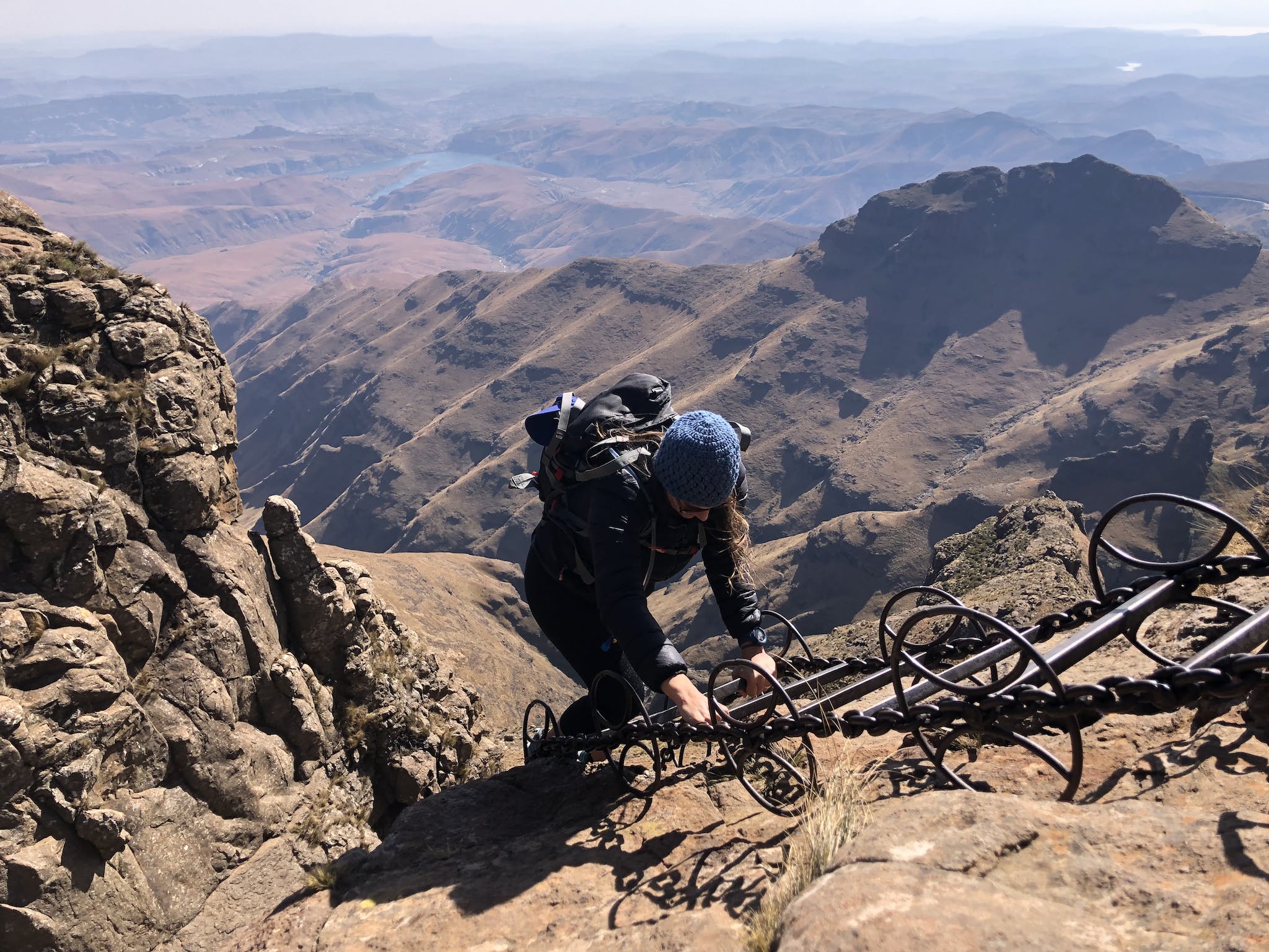 The chain ladders at Sentinel Peak in the Drakensberg region. Photo: Active Escapes