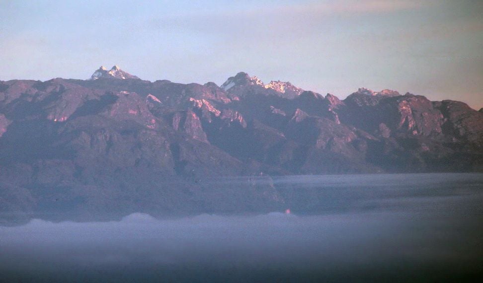 The rarely-photographed Mount Gessi is the glaciated peak on the right. Photo: Wikimedia Commons