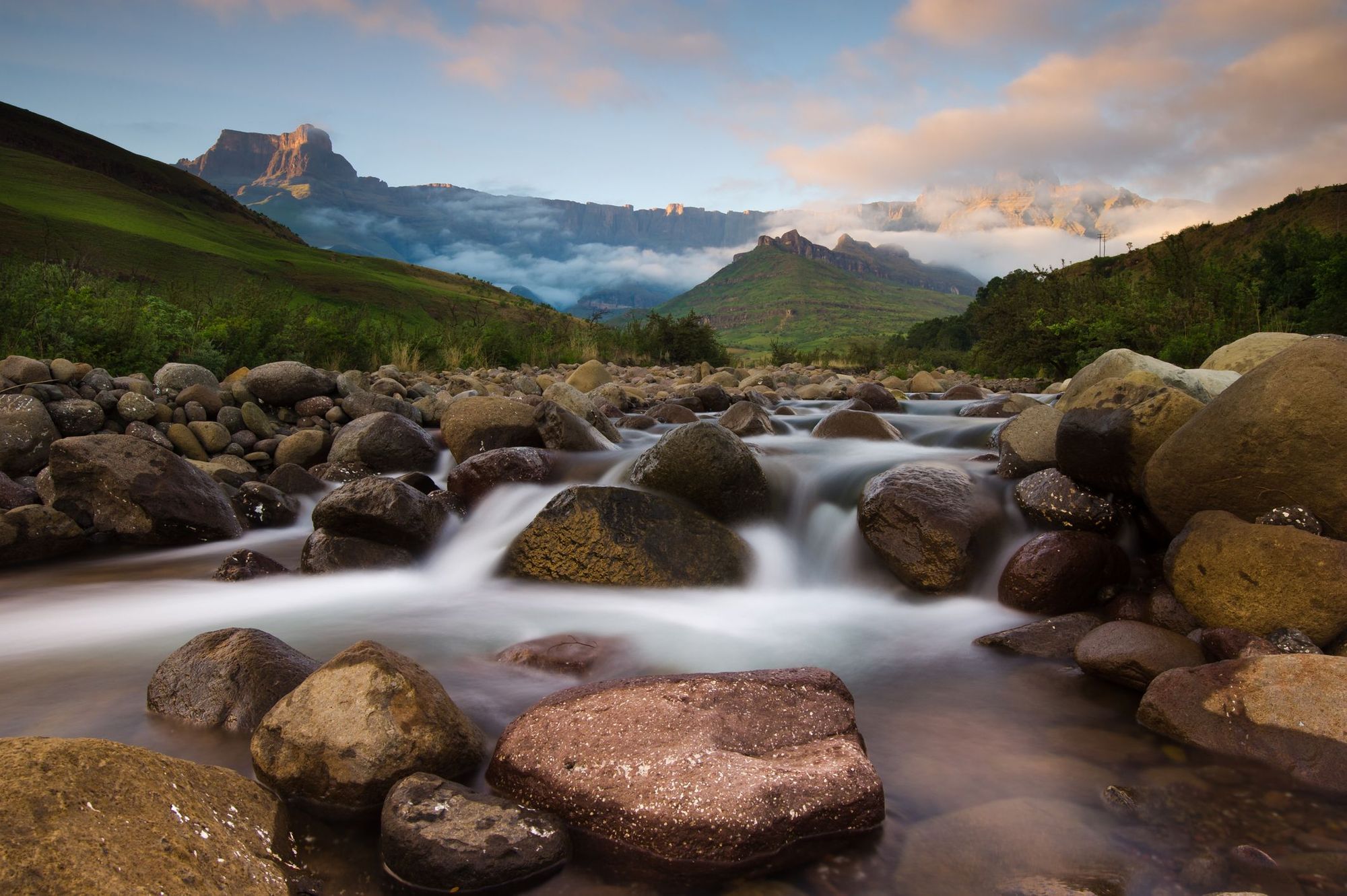 The Tugela River, with Drakensberg Ampitheatre in the background. Photo: Getty.