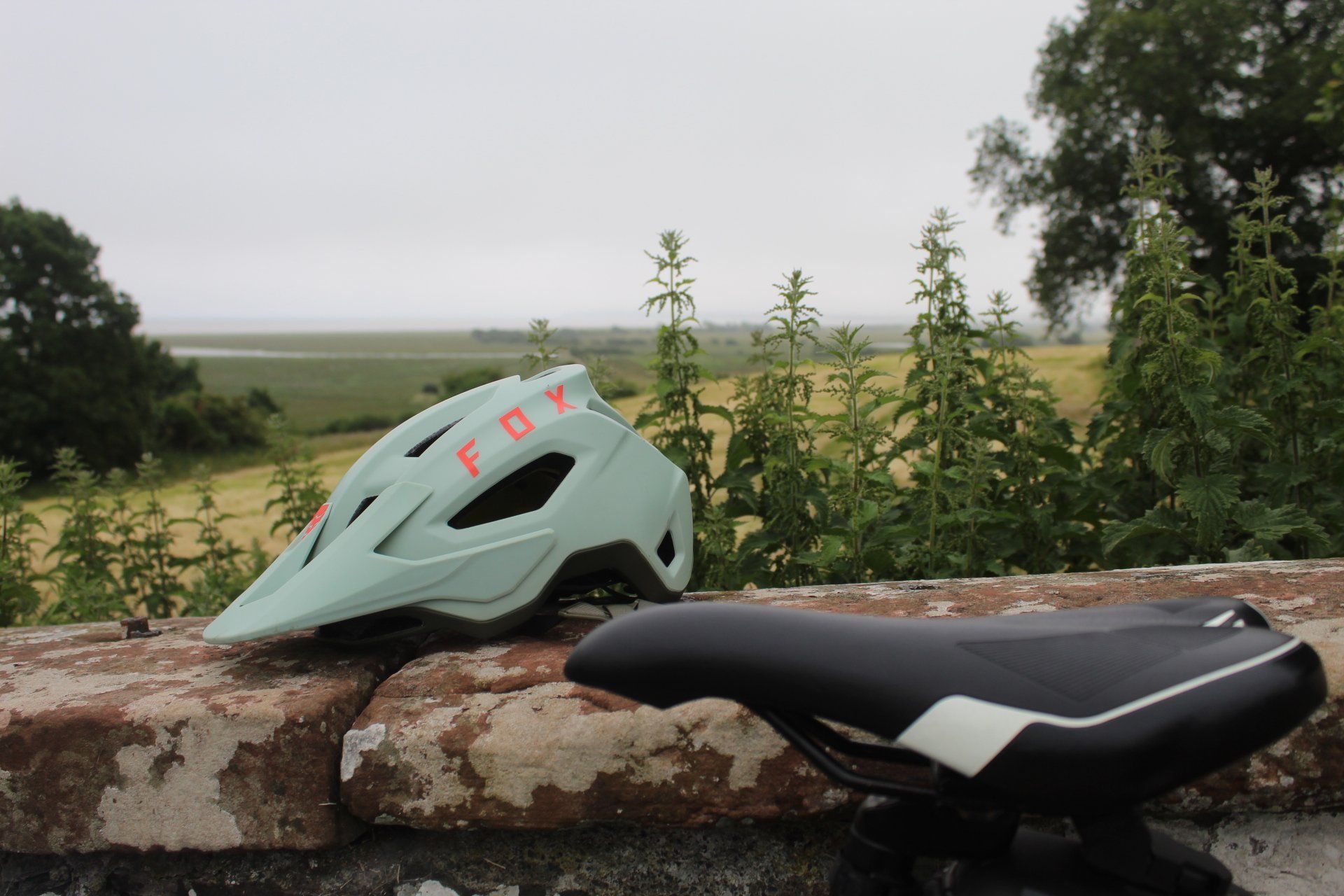 A bike helmet backdropped by Wigtown Bay, just outside Scotland's National Book Town, on the Kirkpatrick C2C. Photo: Stuart Kenny