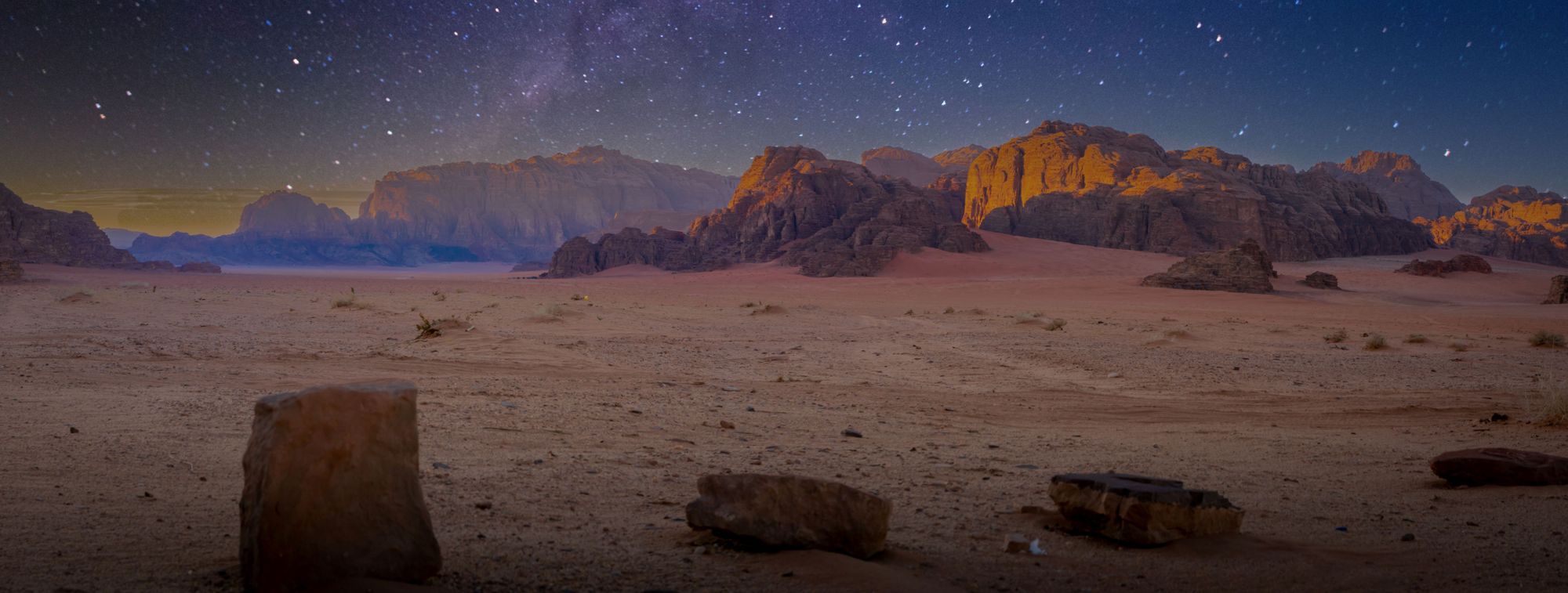 The stars sparkle over the deserts of Jordan. This is a familiar sight on the Jordan Trail. Photo: Getty