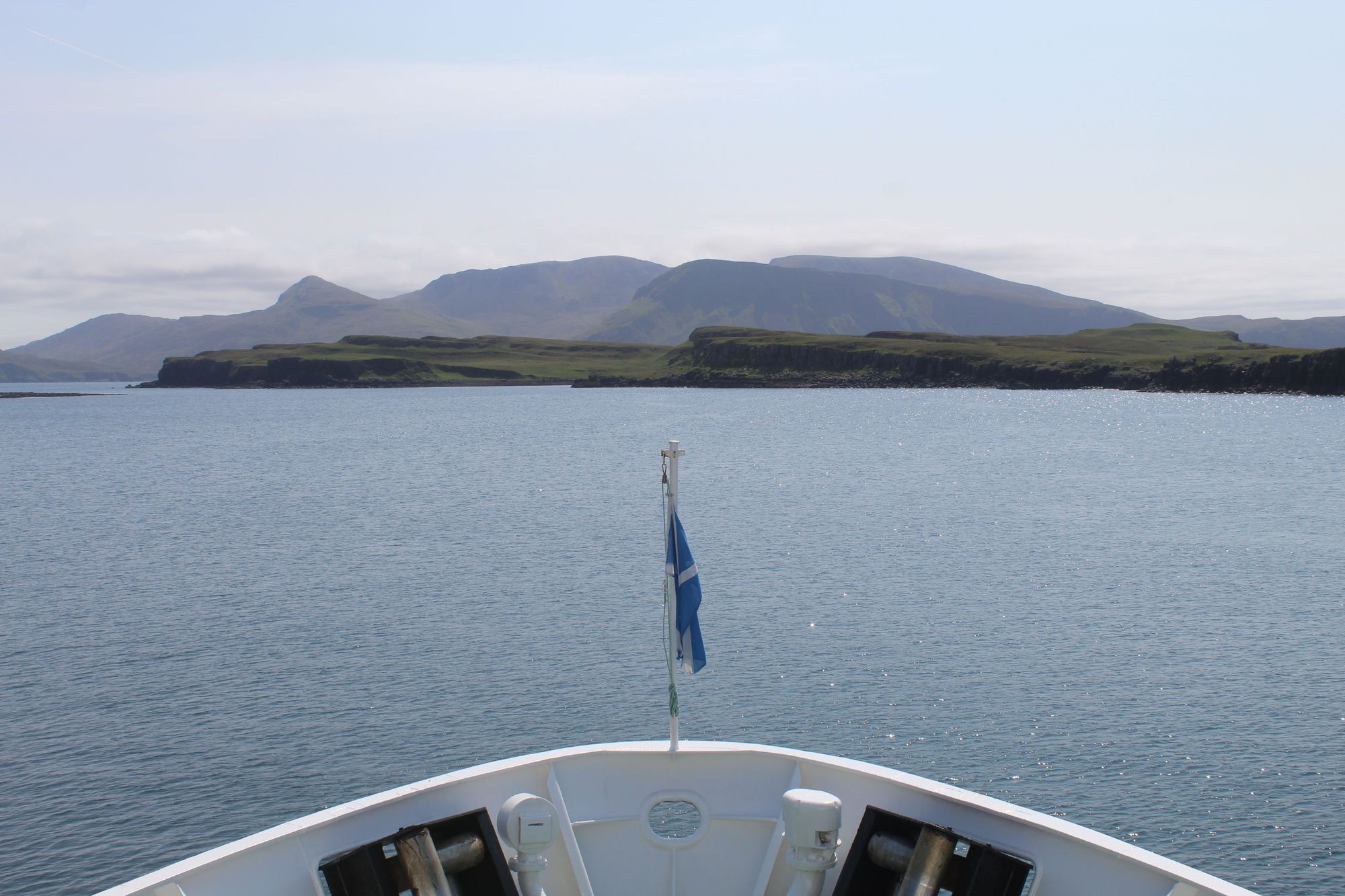 The views back to Rùm from the Isle of Canna, on the Caledonian MacBrayne ferry. Photo: Stuart Kenny