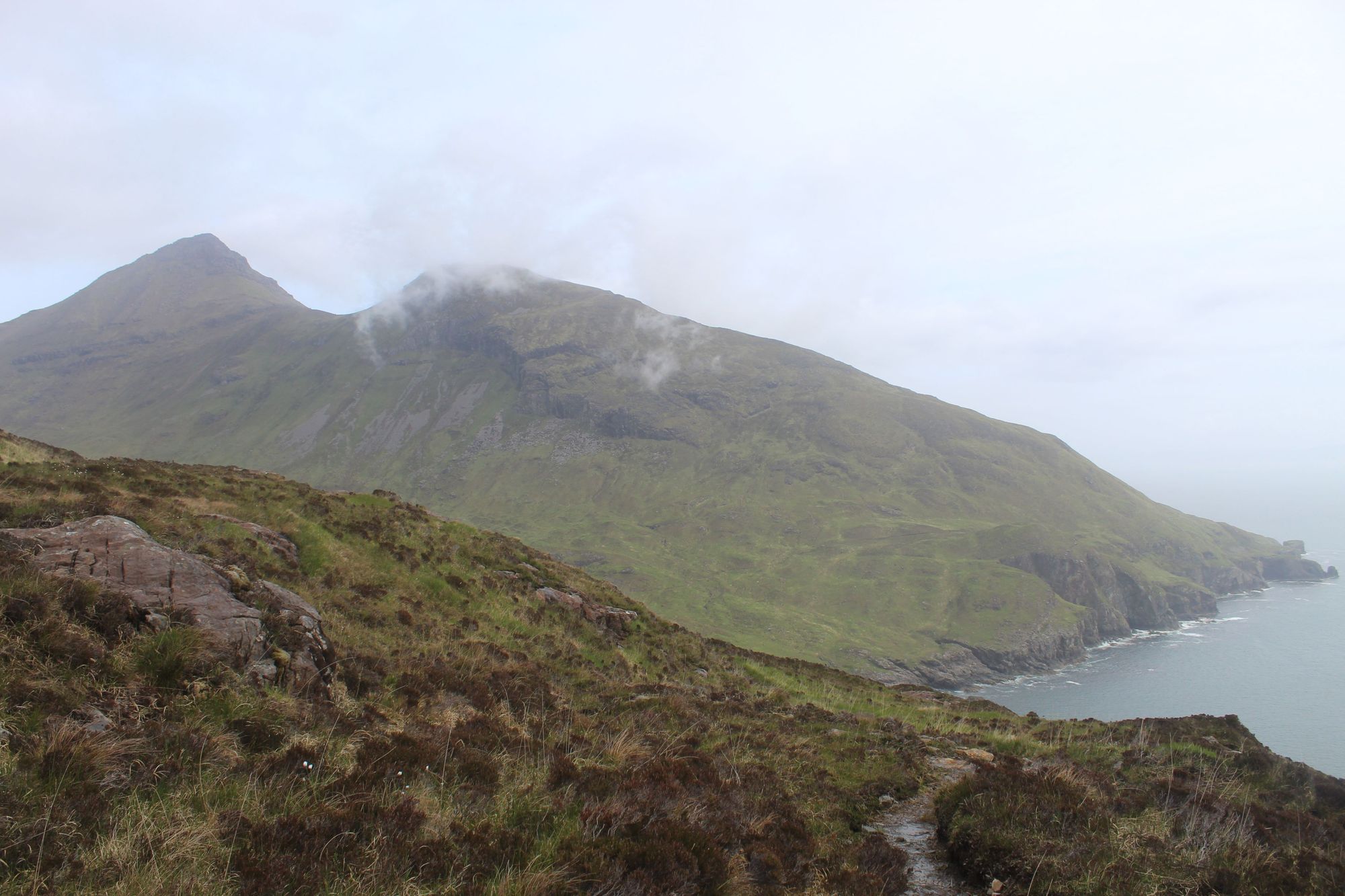 Our first sighting of Askival, the highest mountain on Rum, and the connecting Beinn nan Stac, sloping down to the ocean. Photo: Stuart Kenny