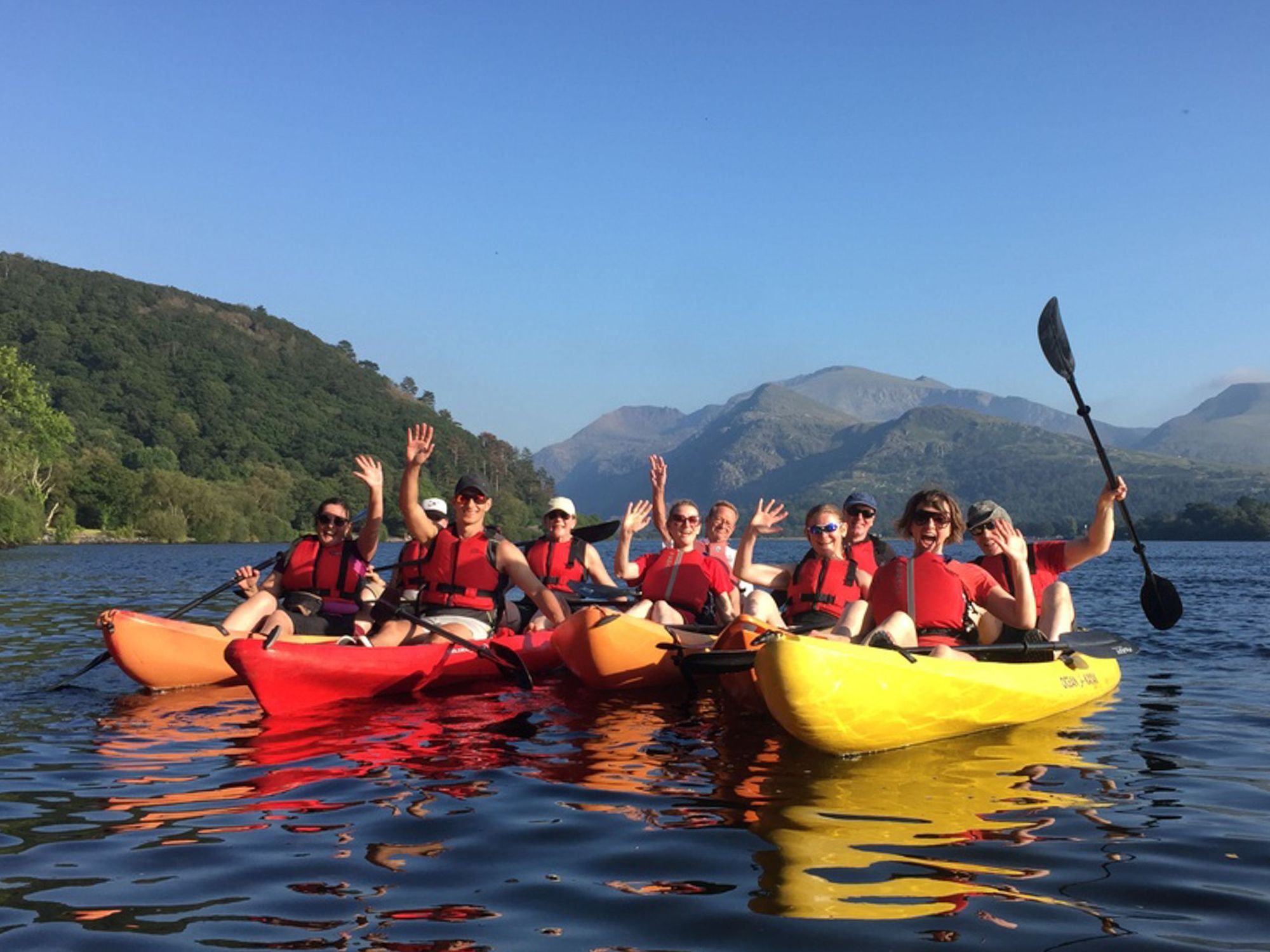 Kayakers on Lyn Padarn, Snowdonia, Wales