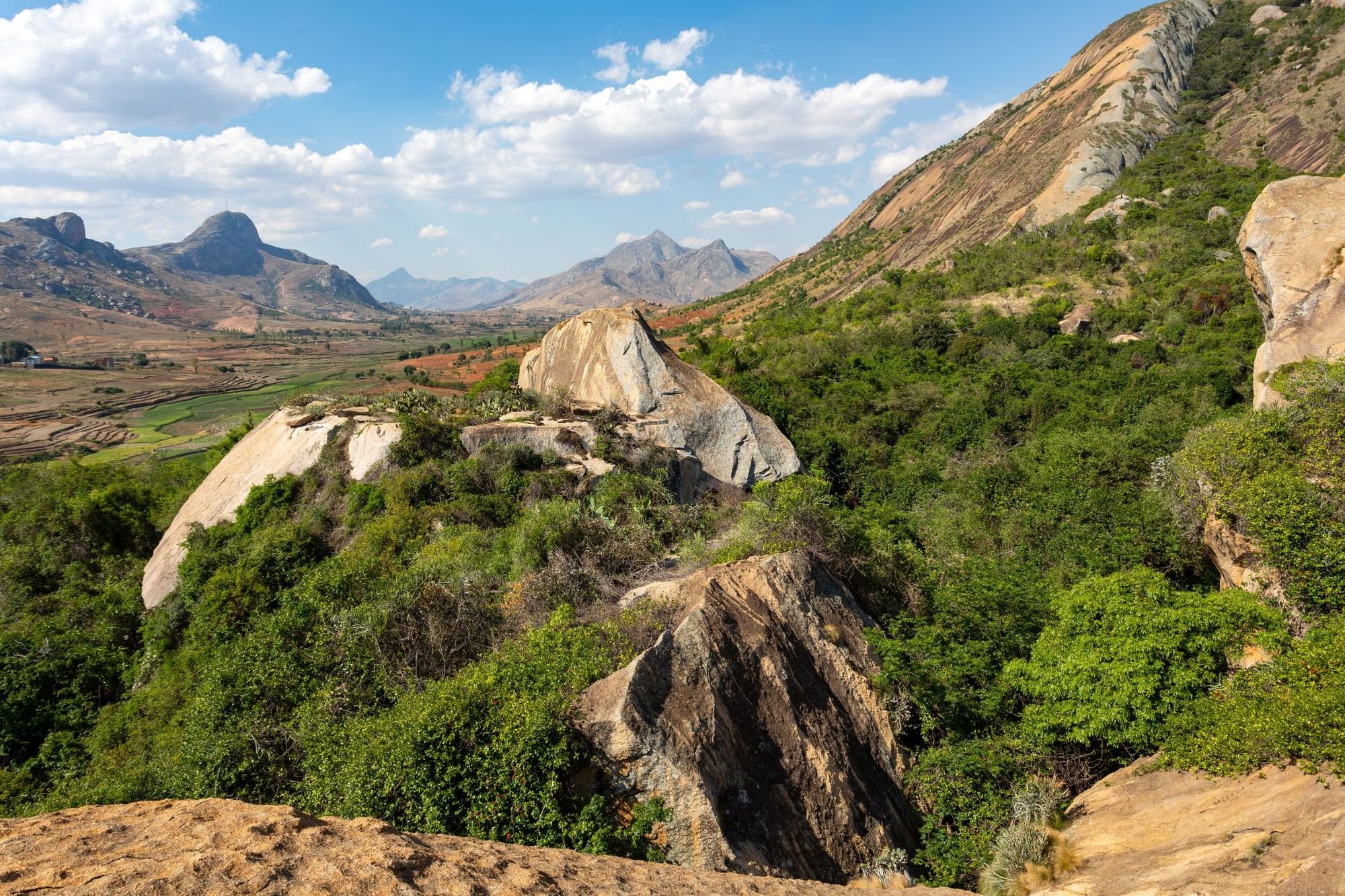 A far-reaching view over the mountains from one of the hiking trails at the Anja Community Reserve.  Photo: Getty