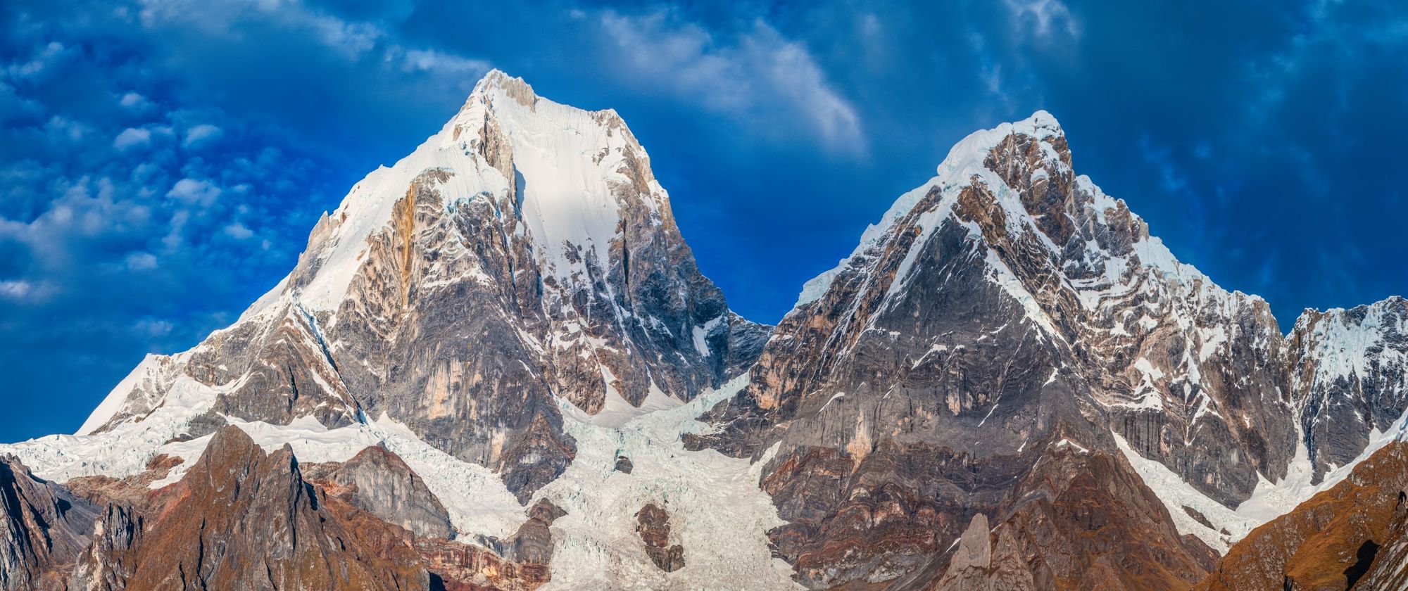 The stunning, jagged twin peaks of Mount Yerupaja in Peru. Photo: Getty