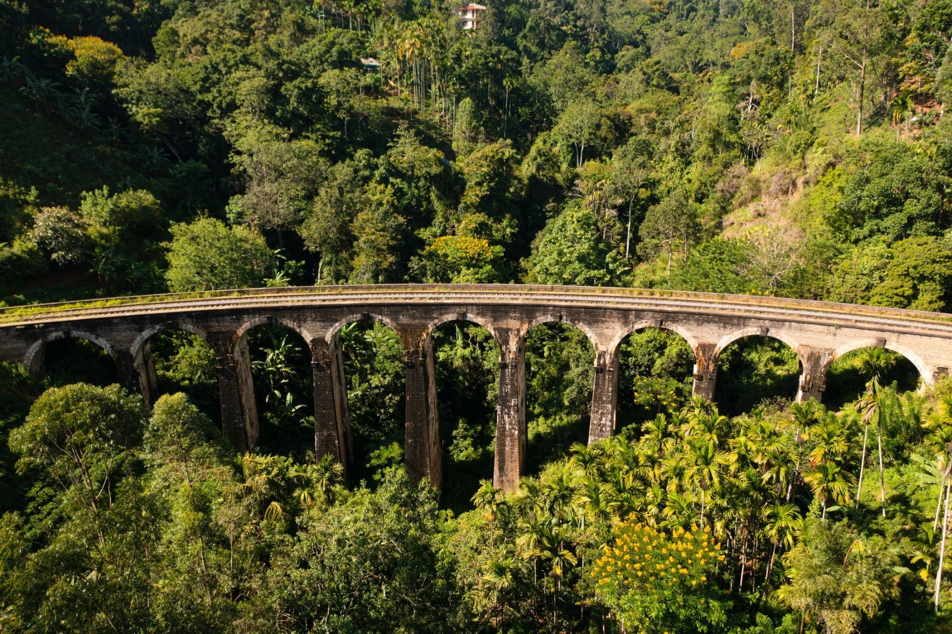 The Nine Arch Bridge, surrounded by forest, in Sri Lanka's Central Highlands. Photo: Getty.