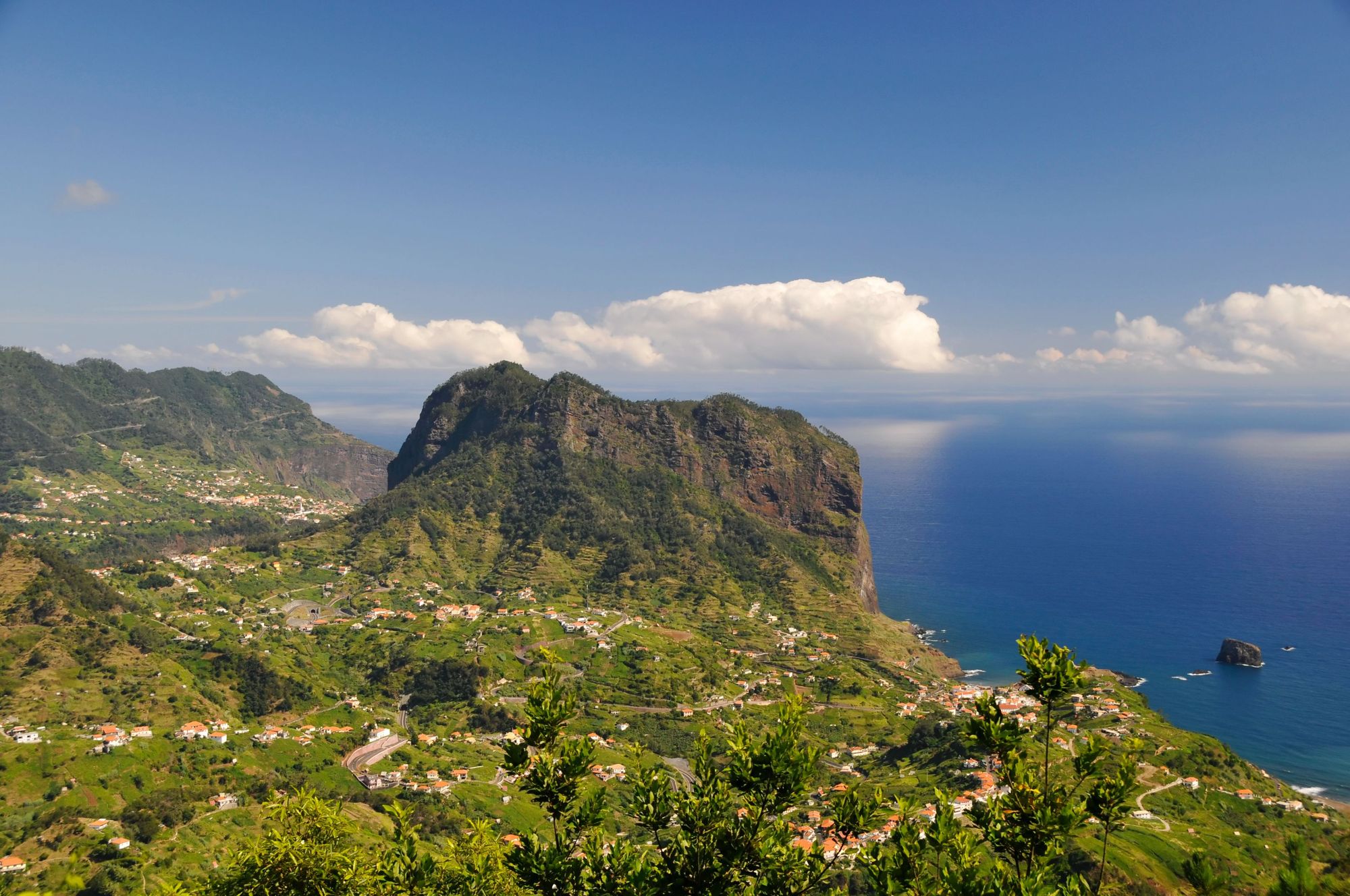 The view from de Miradouro da Portela on the Penha de Aguia rock, near Faial, on the northern coast of Madeira Island. Photo: Getty