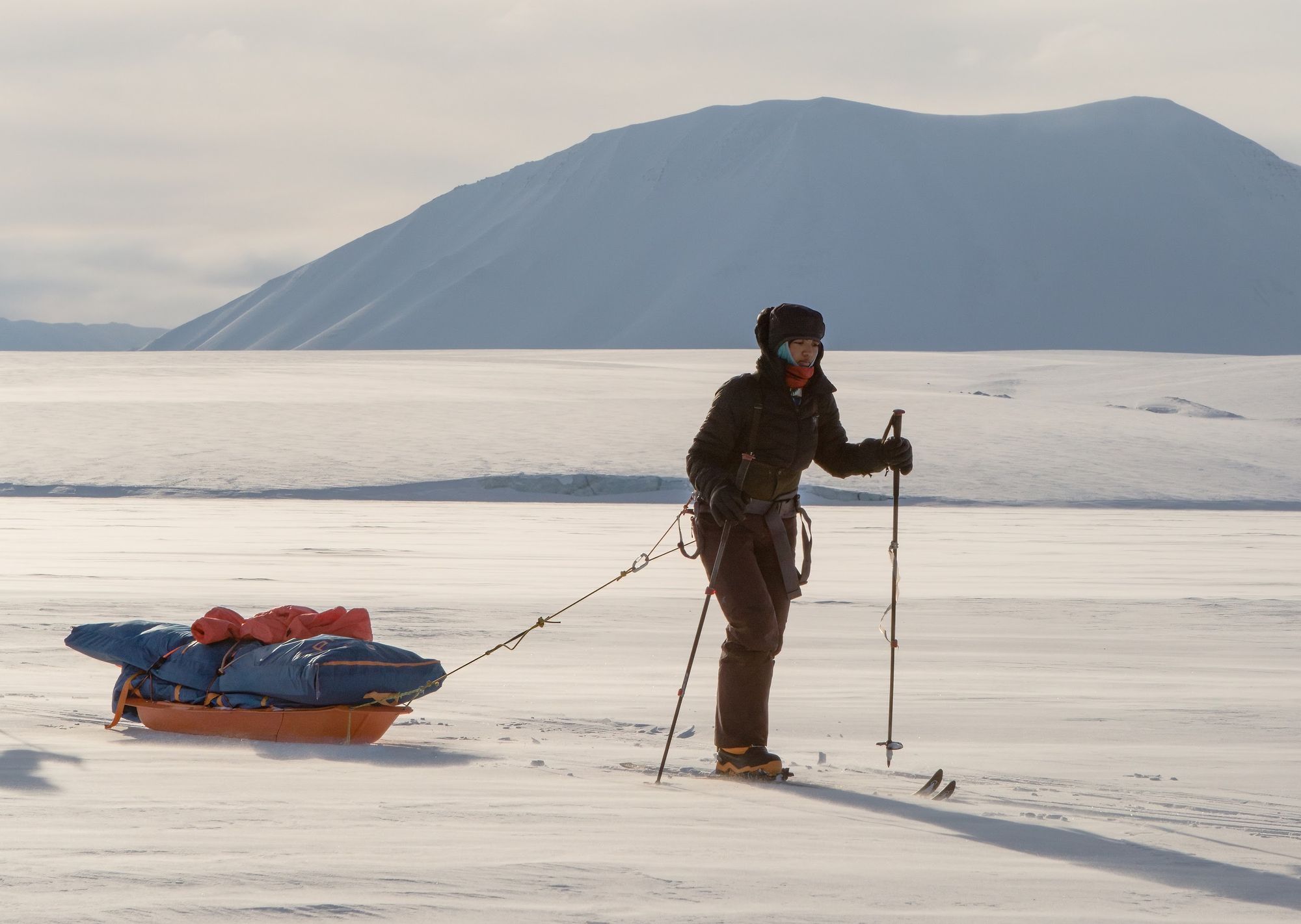 Vedangi crossing Svalbard from east to west on skis. Photo: Vedangi Kulkarni