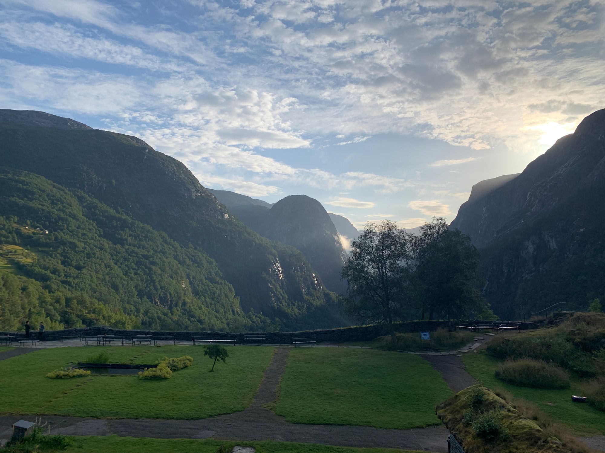 Sunlight breaking over the fjords of Norway.