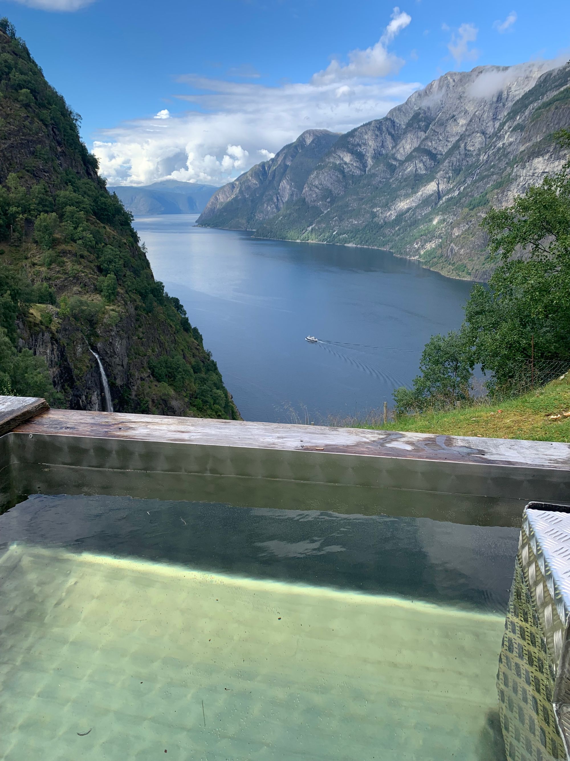 A hot tub overlooking the Norwegian fjords.