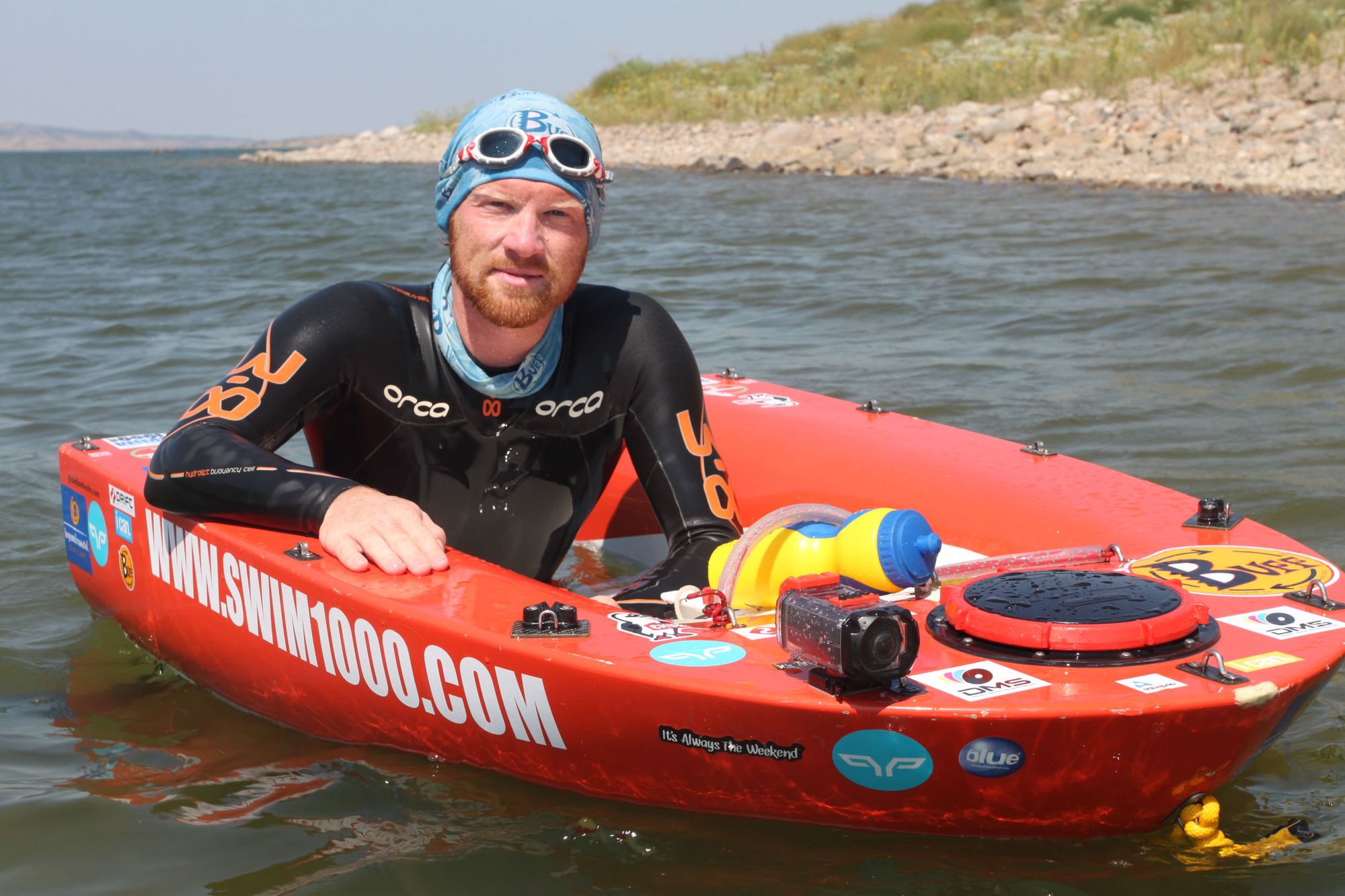 Dave Cornthwaite on his journey swimming the Mississipi River in 2012. Photo: Dave Cornthwaite.
