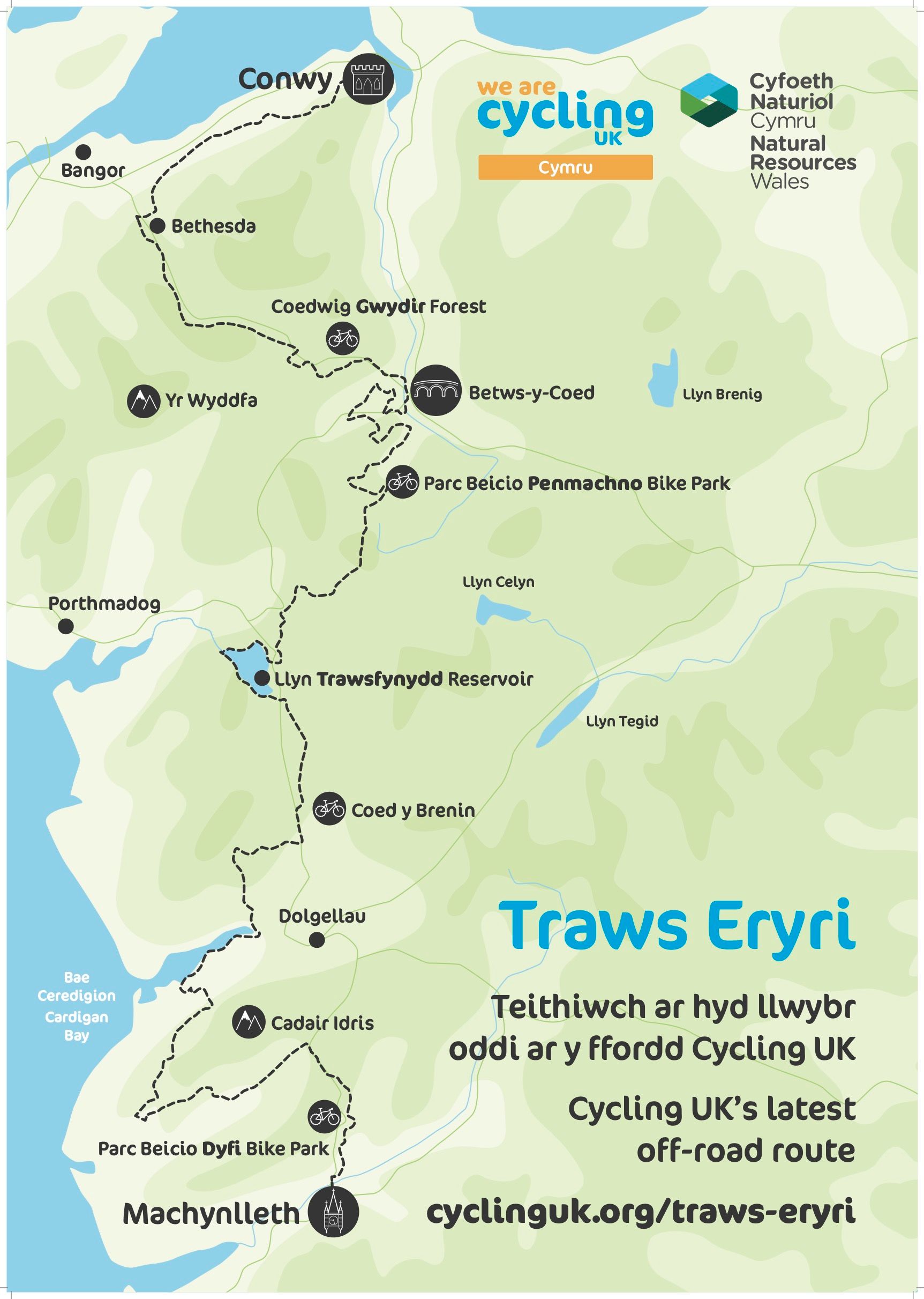 The Traws Eryri Route. Illustration: Cycling UK.