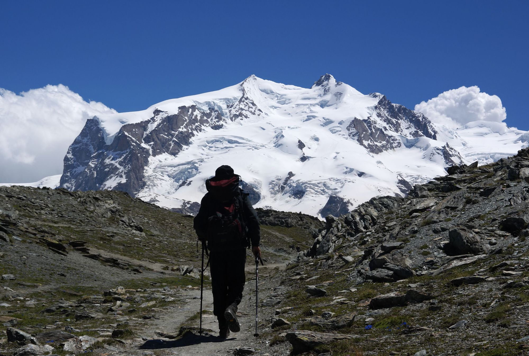 A hiker makes his way towards the Monte Rosa. Photo: Getty