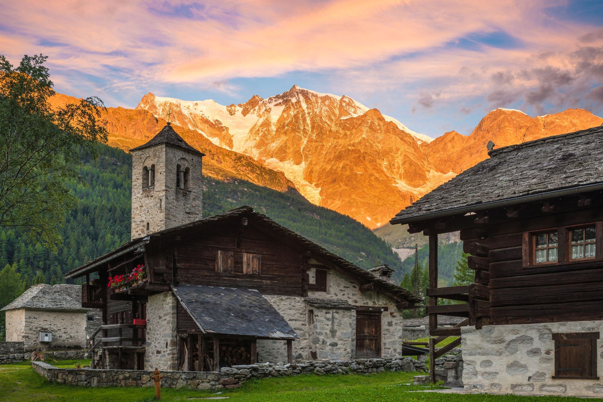 Monte Rosa at sunrise, as viewed from from Macugnaga in Italy. Photo: Getty