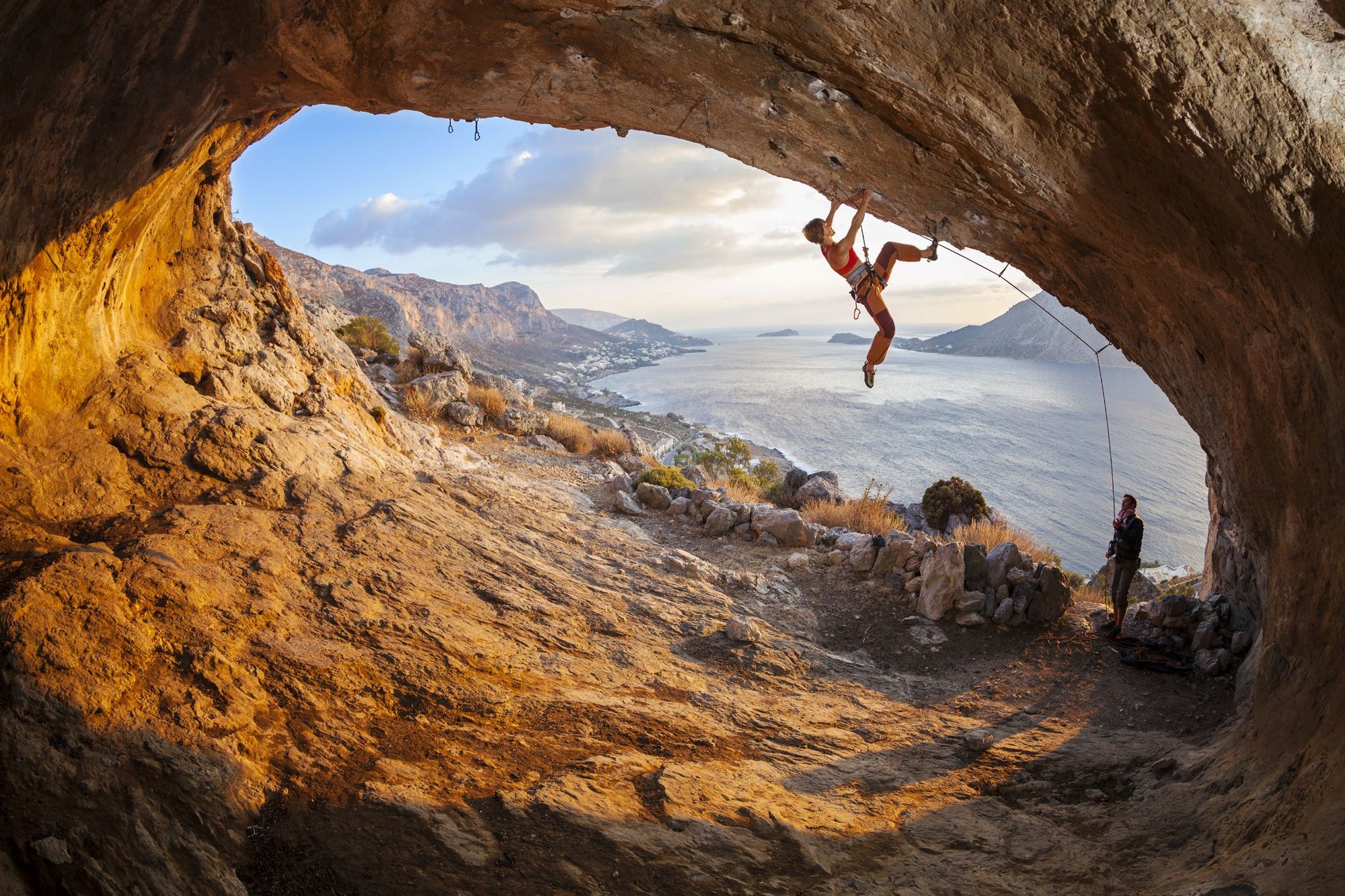 Rock climbing on Kalymnos island, Greece. Photo: Getty.