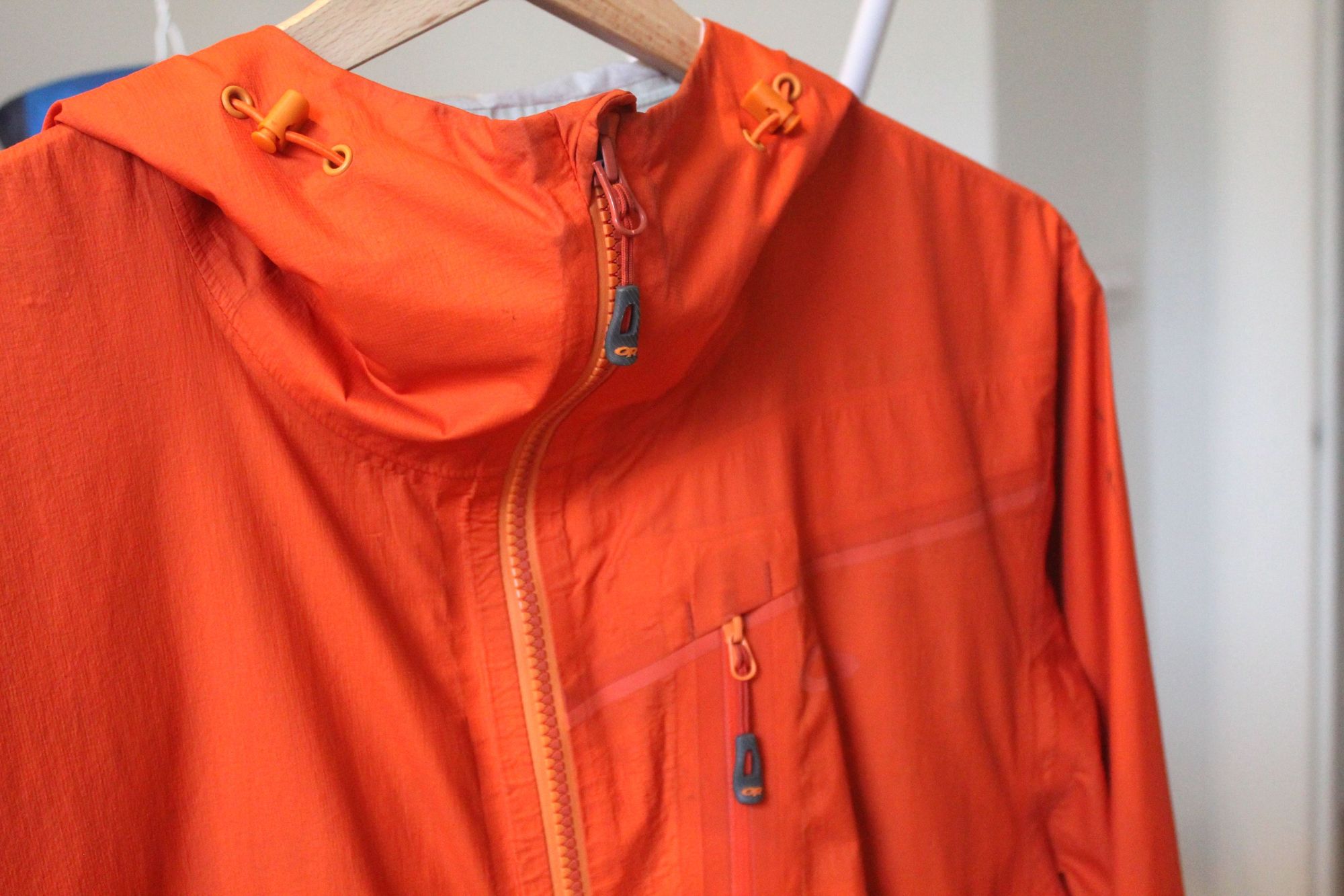 A waterproof jacket hung up to dry. Photo: Stuart Kenny