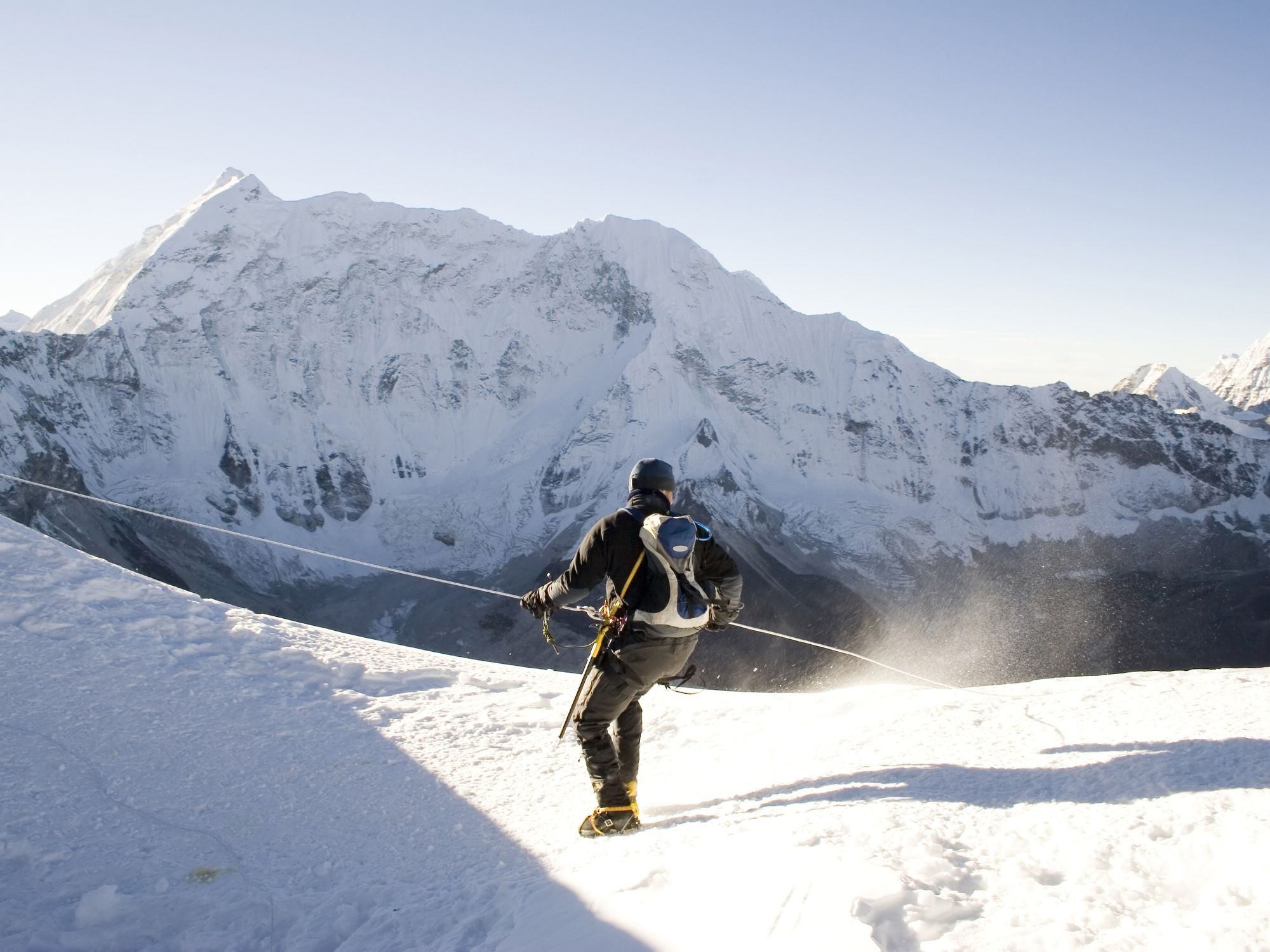 A climber on Mera Peak, Nepal