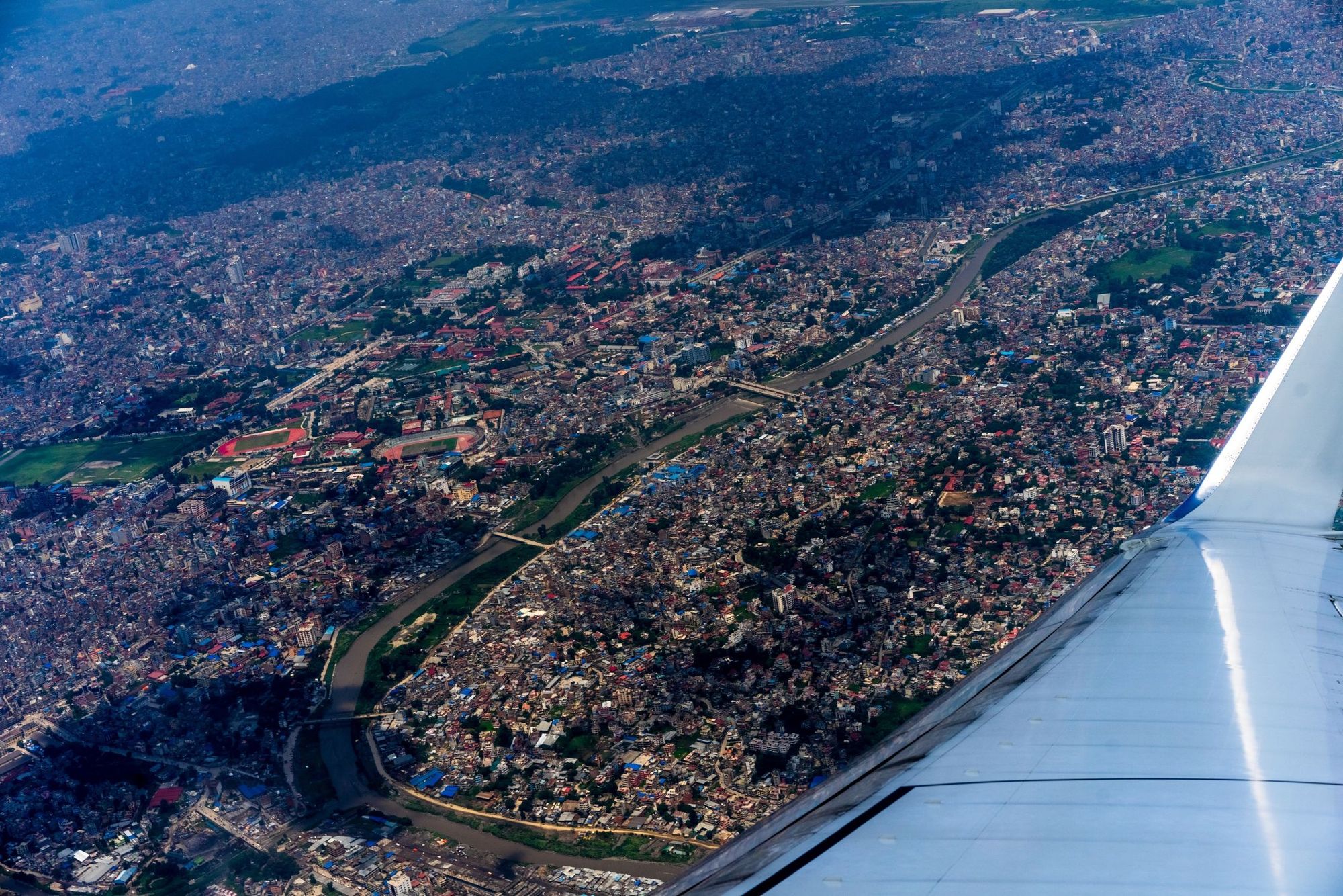 Kathmandu, as seen from an airplane window. Photo: Getty.