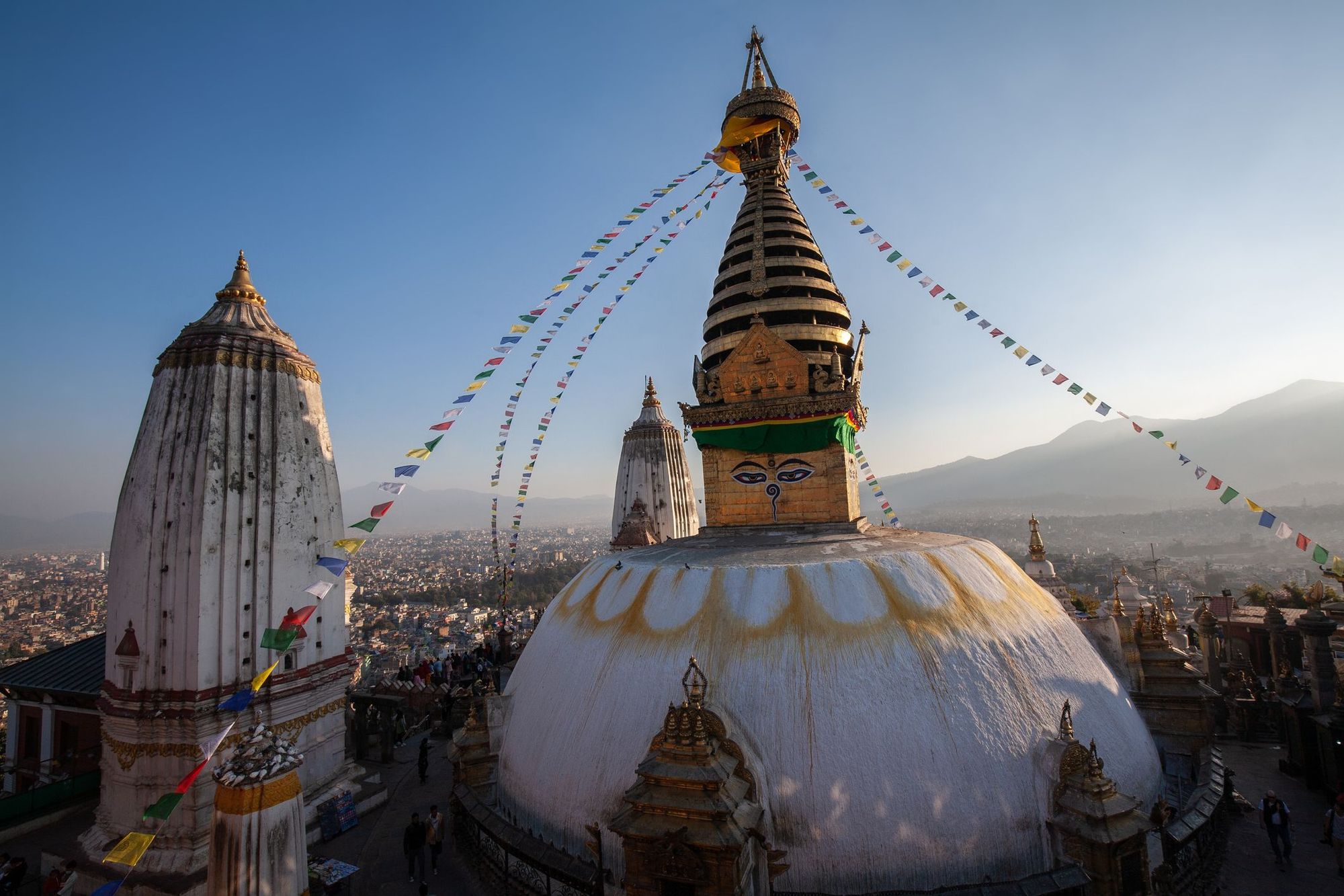 The Buddhist stupa at 'Monkey Temple', or Swayumbhunath Temple, one of the best viewpoints in Kathmandu. Photo: Getty.