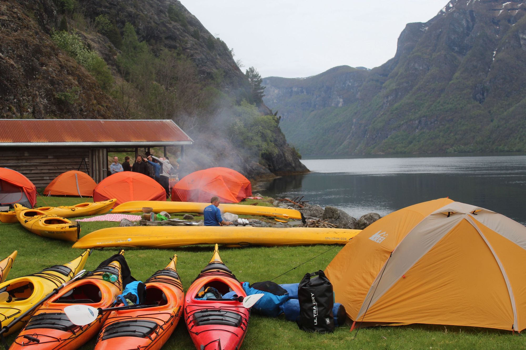 The mid-way camping spot in the Nærøyfjord, where Jan sets up the campfire for the night. Photo: Stuart Kenny