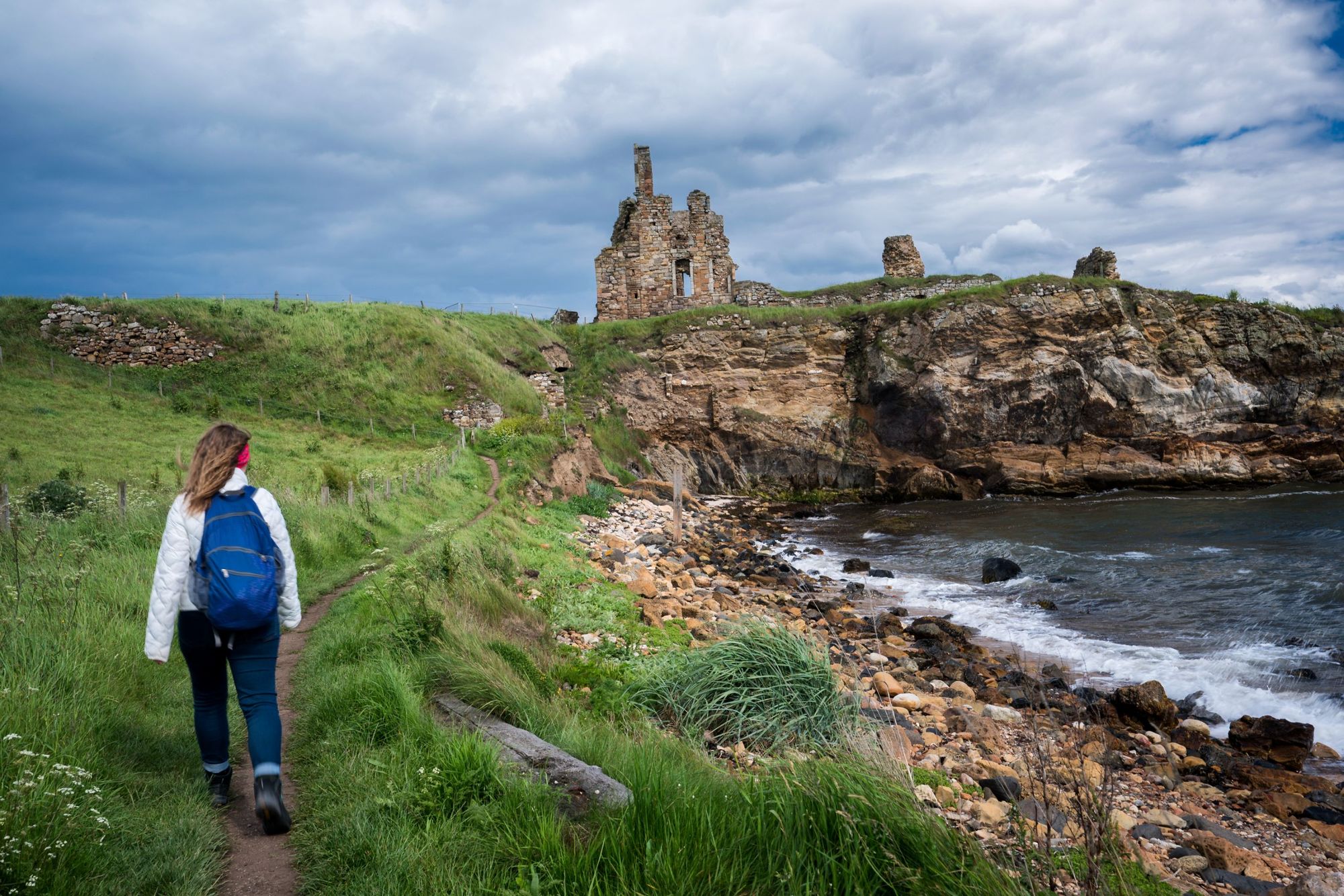 Approaching Newark Castle on the rocky Fife Coastal Path north of Elie. Photo: Getty