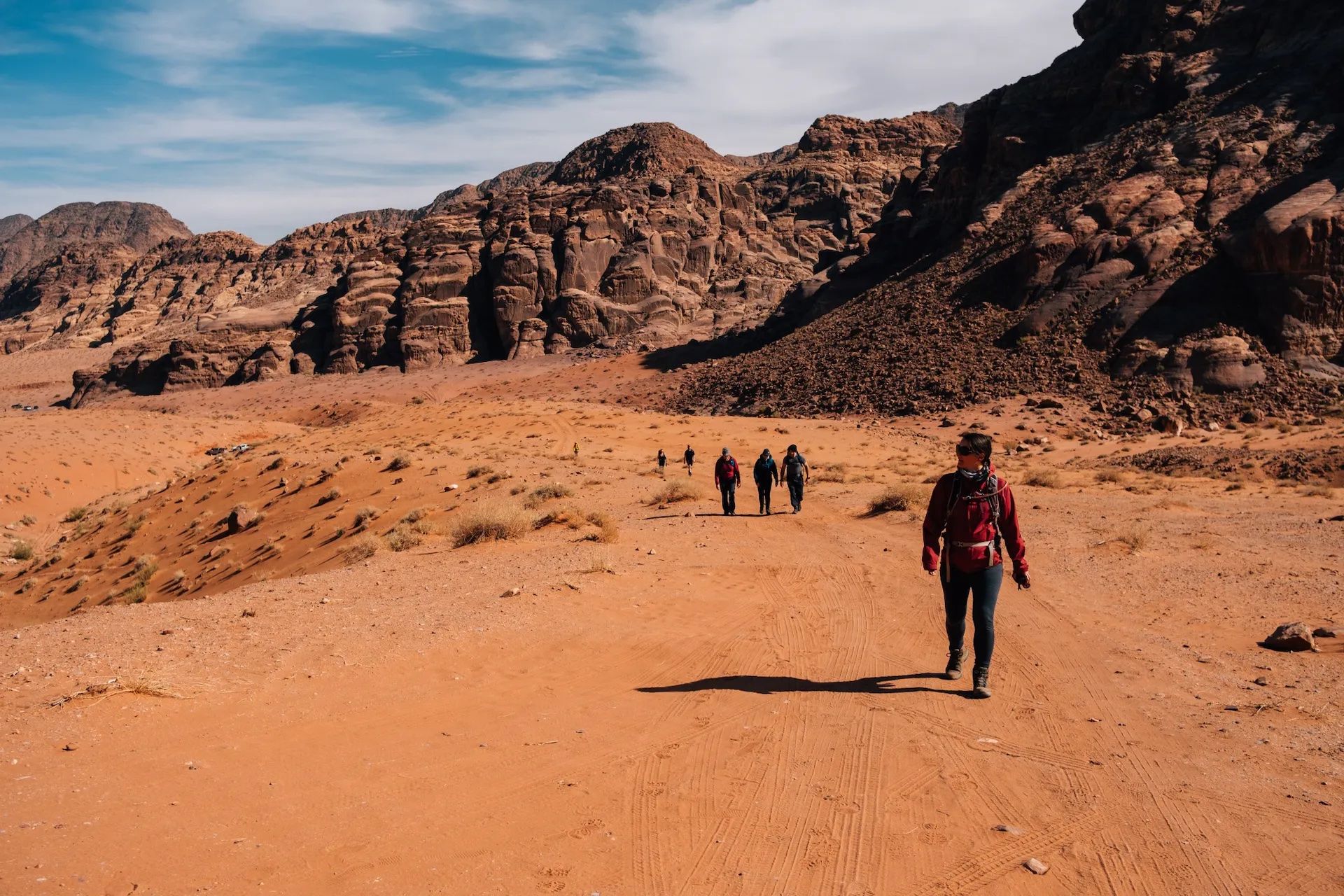 Hiking in Wadi Rum. Photo: Tom Barker.