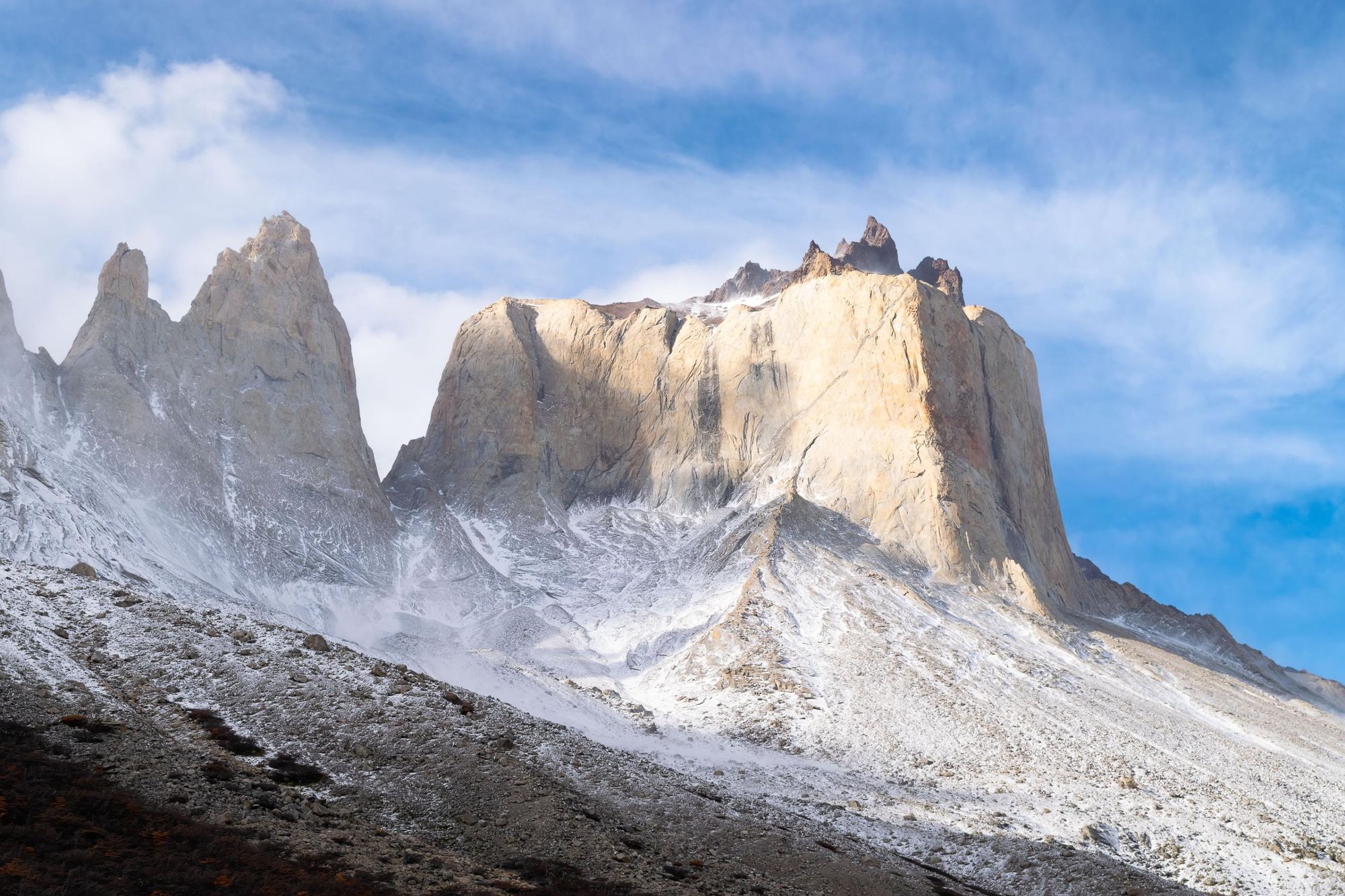 A view of the of Cordillera del Paine view from Mirador del Frances. Photo: Getty