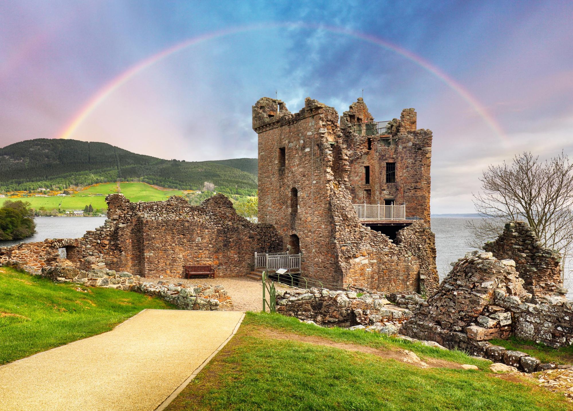 Urquhart Castle, which sits on the banks of Loch Ness, at Drumnadrochit. Photo: Getty