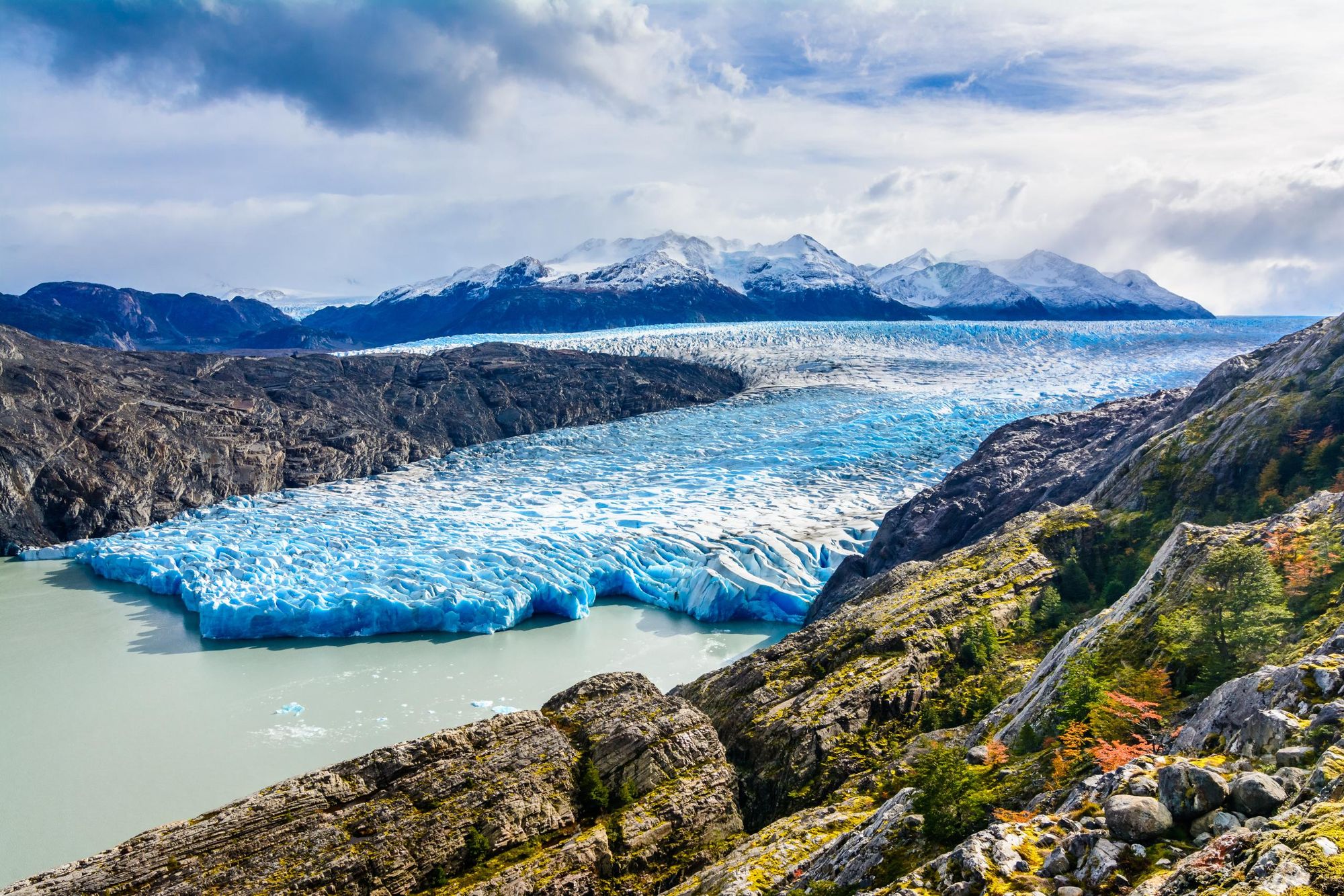 A view of the sprawling Grey Glacier in Torres del Paine in Chilean Patagonia. Photo: Getty