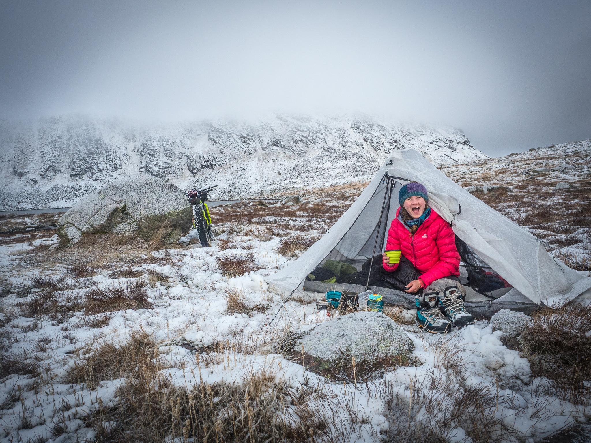 Camping in Scotland over winter. Photo: Annie Lloyd-Evans.