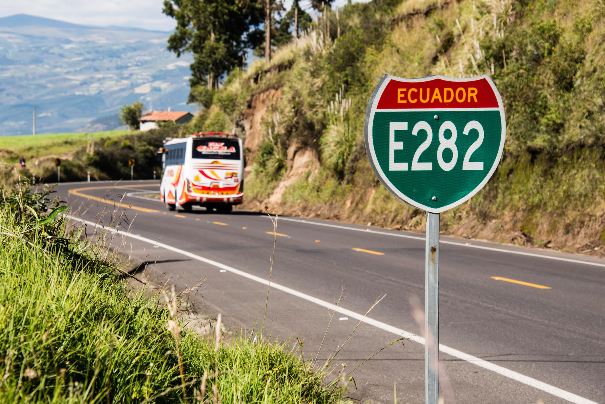 A bus travels down Ecuador's Panamerican Highway. Photo: Getty.