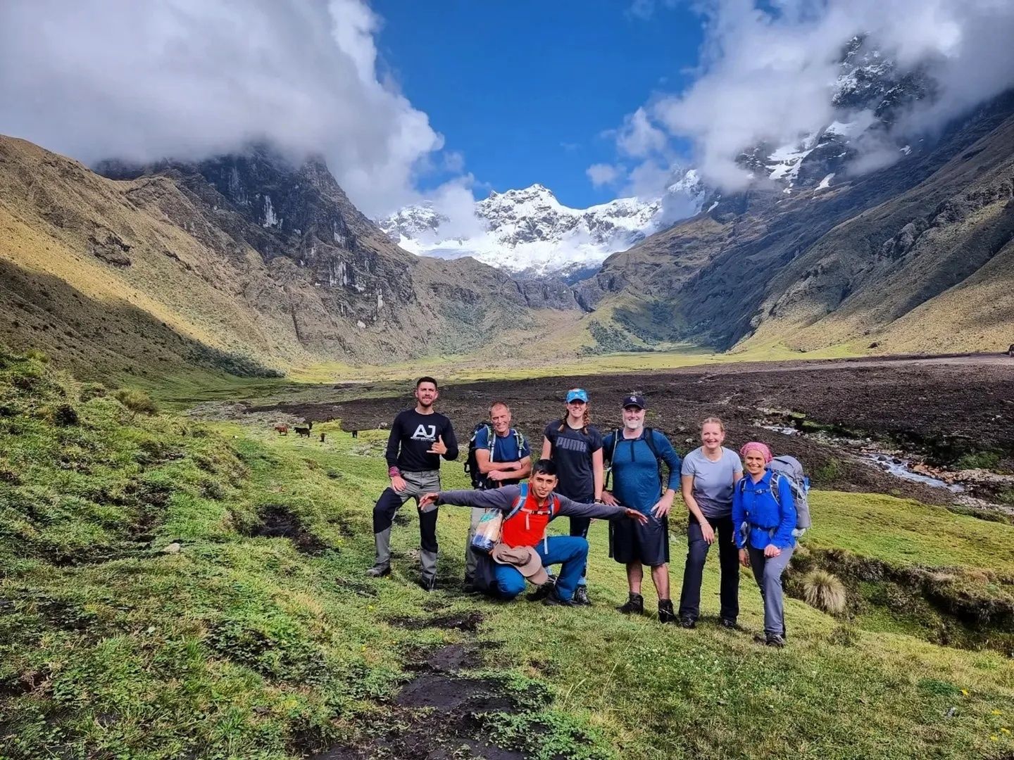 A group pose while hiking the Ecuadorian Andes. Photo: Adventure Journeys.