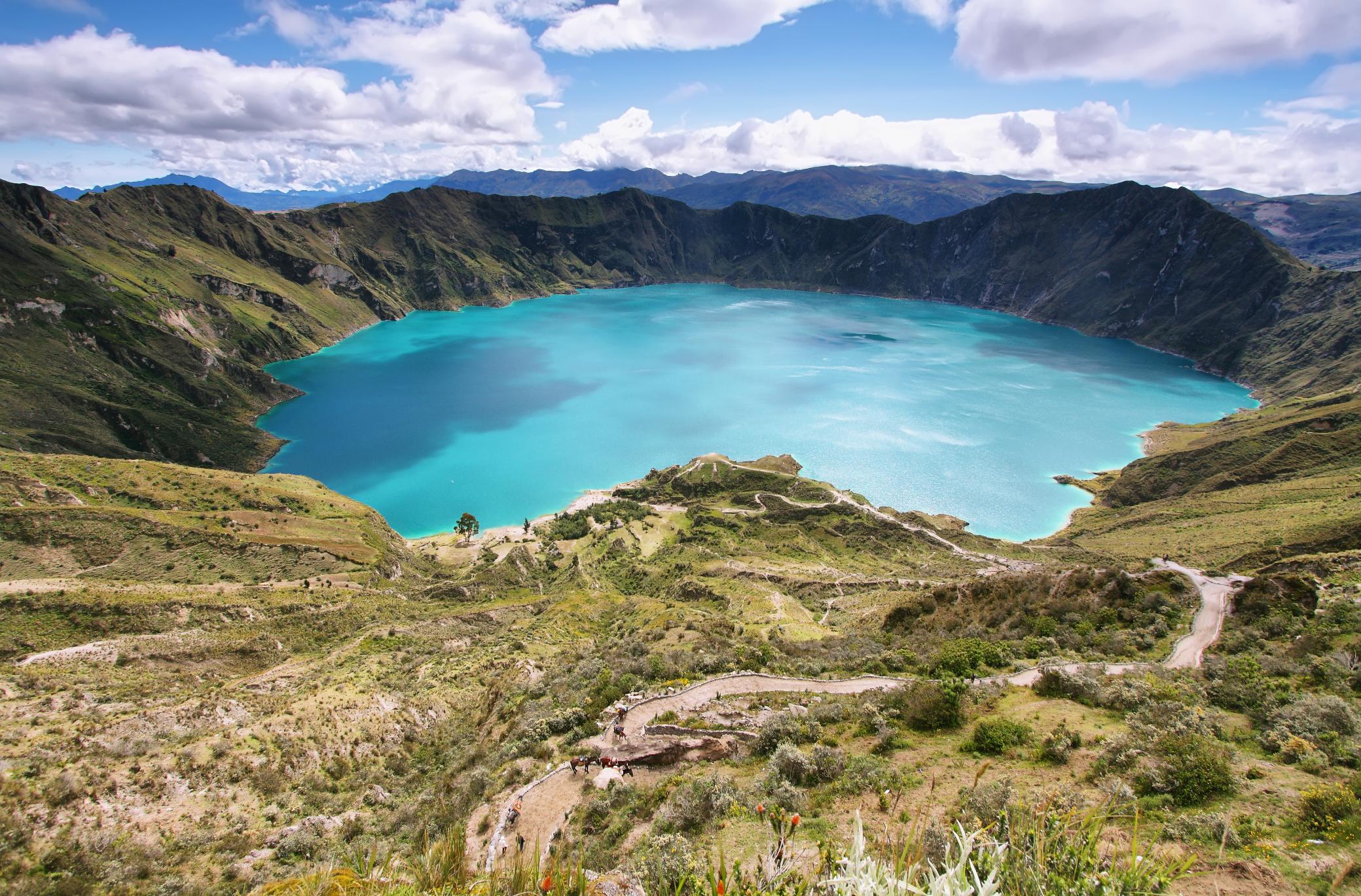 Quilotoa Crater Lake in Ecuador.