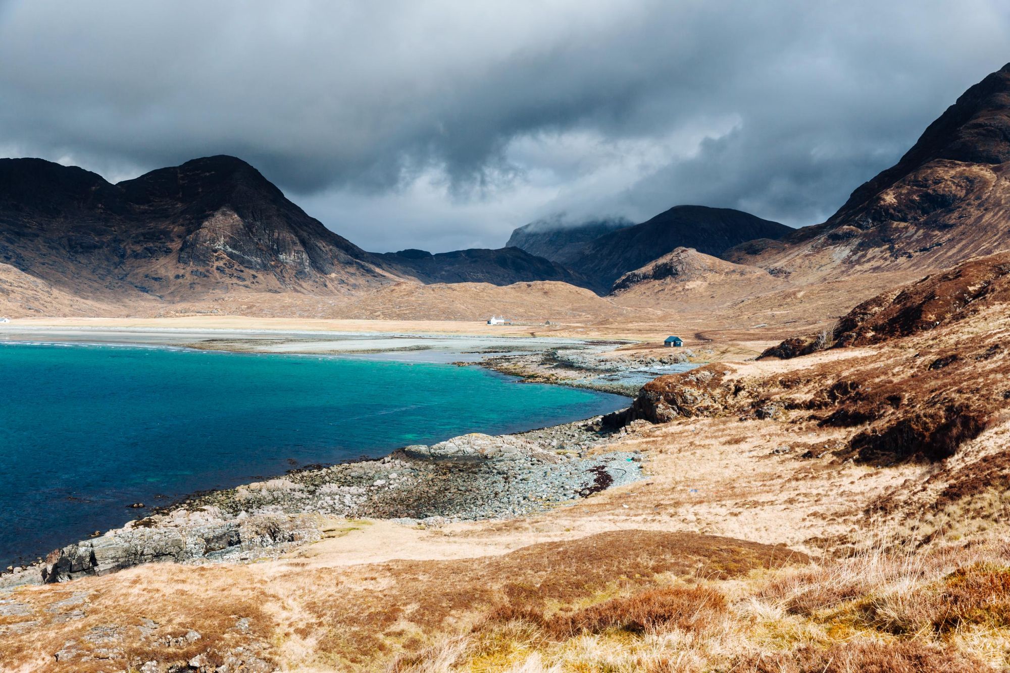 Camasunary Bay at the head of Loch Scavaig on the Isle of Skye in Scotland. Photo: Getty