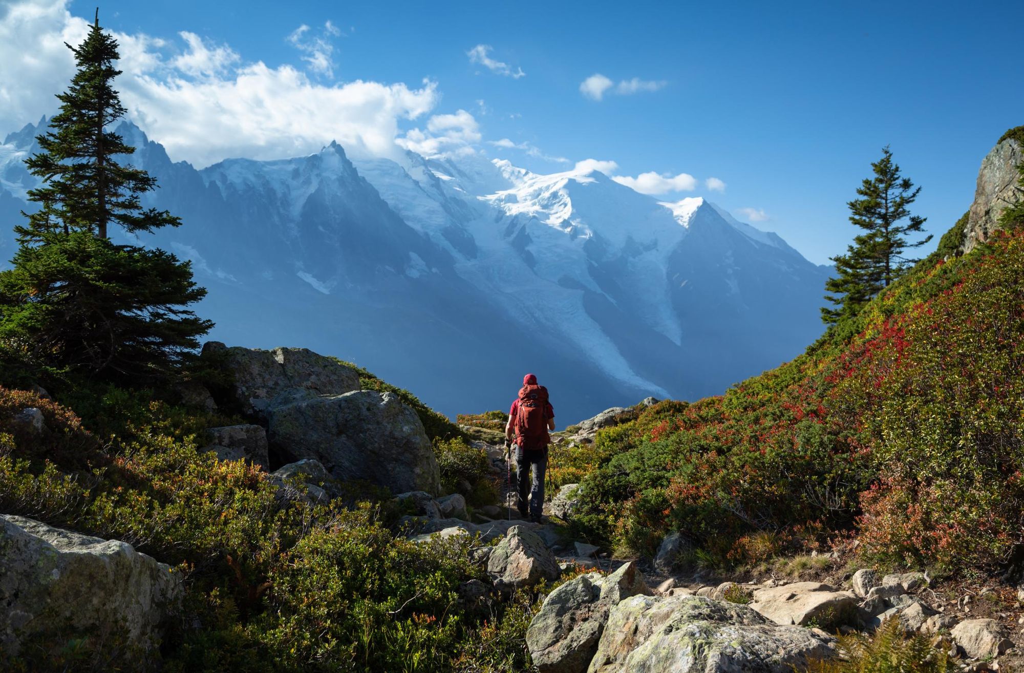 A hiker along the Tour du Mont Blanc. Photo: Getty.