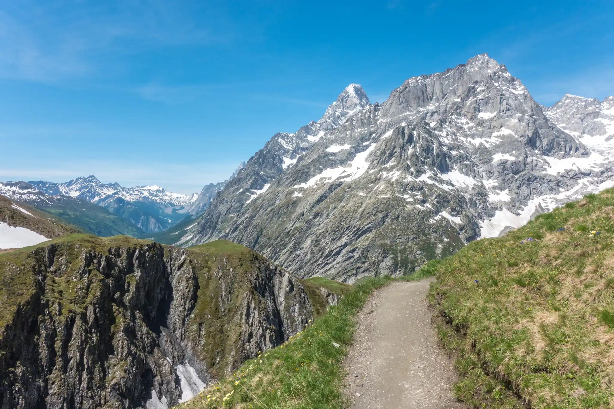 Hiking up the Gran Col Ferret along the TMB. Photo: Getty.