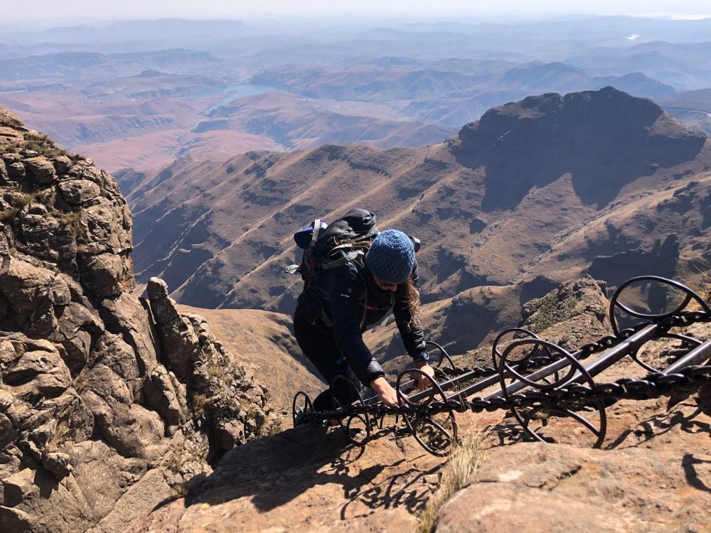 The chain ladders at Sentinel Peak. Photo: Active Escapes