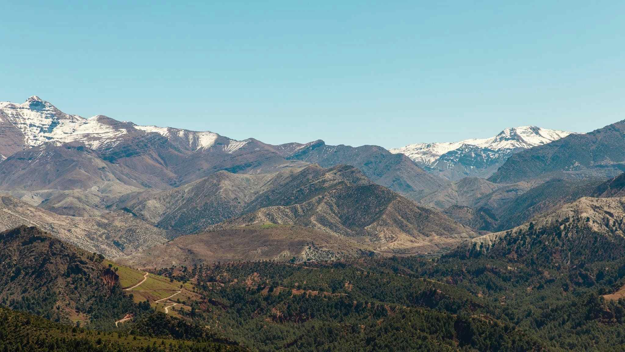 View of the Atlas Mountains, Morocco, on the way to Imlil. Photo: Aztat Treks.