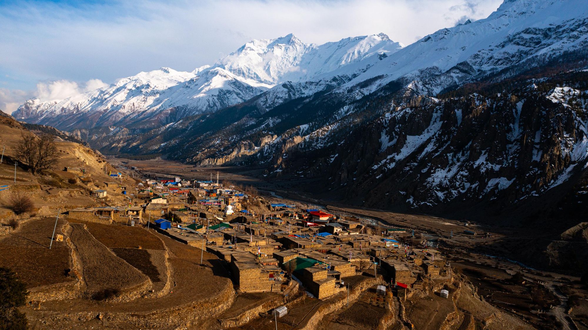 Manang is a town at 3,519m surrounded by enormous mountains. Photo: Josh Edwards