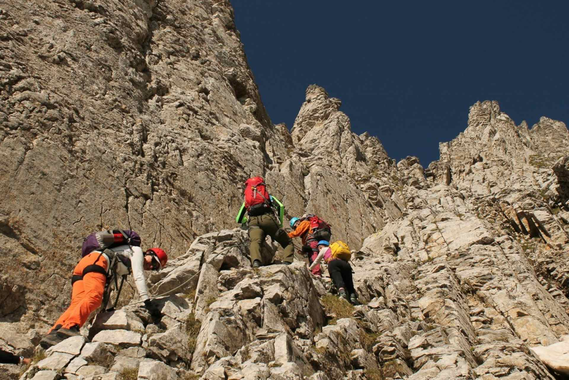 Scrambling to the top of Mytikas. Photo: Trekking Hellas.