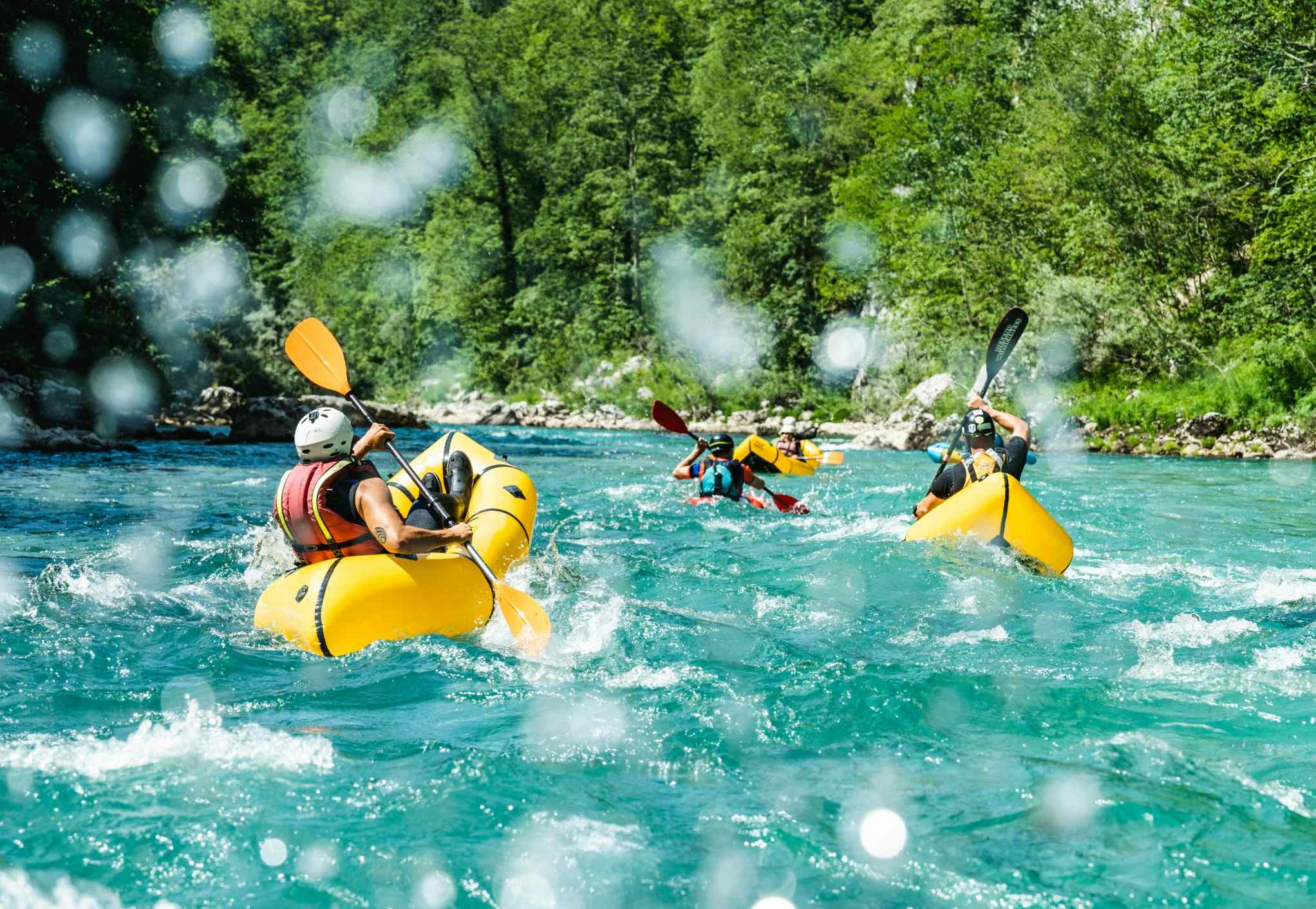 A group packrafting on the River Tara. Photo: Balkan Expeditions