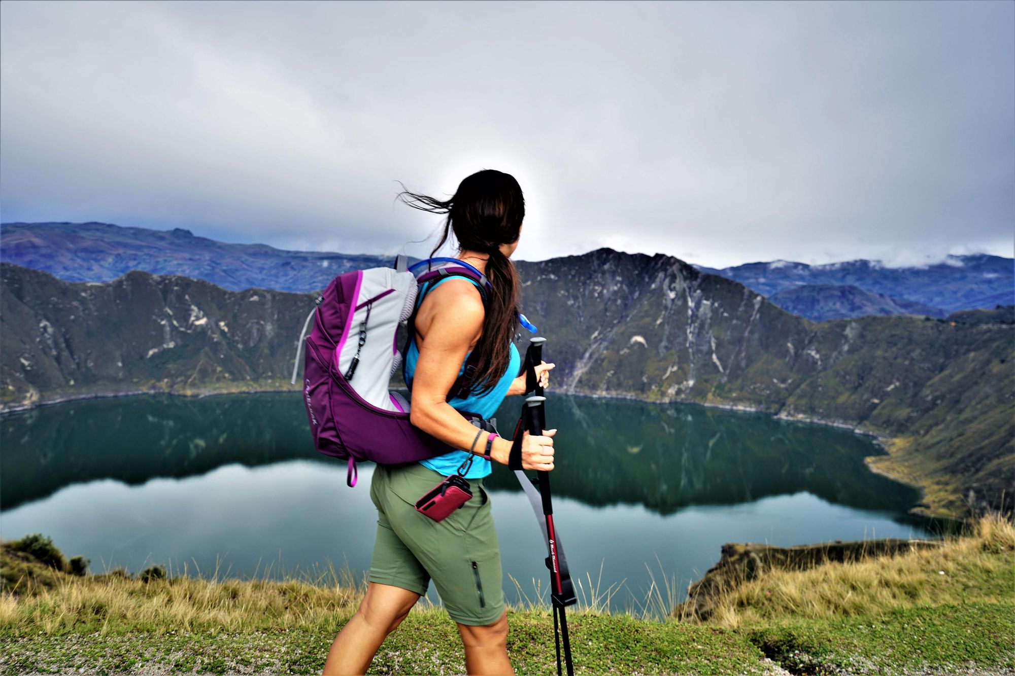 Hiking past the Quilotoa Lake, Ecuador. Photo: Adventure Journeys.