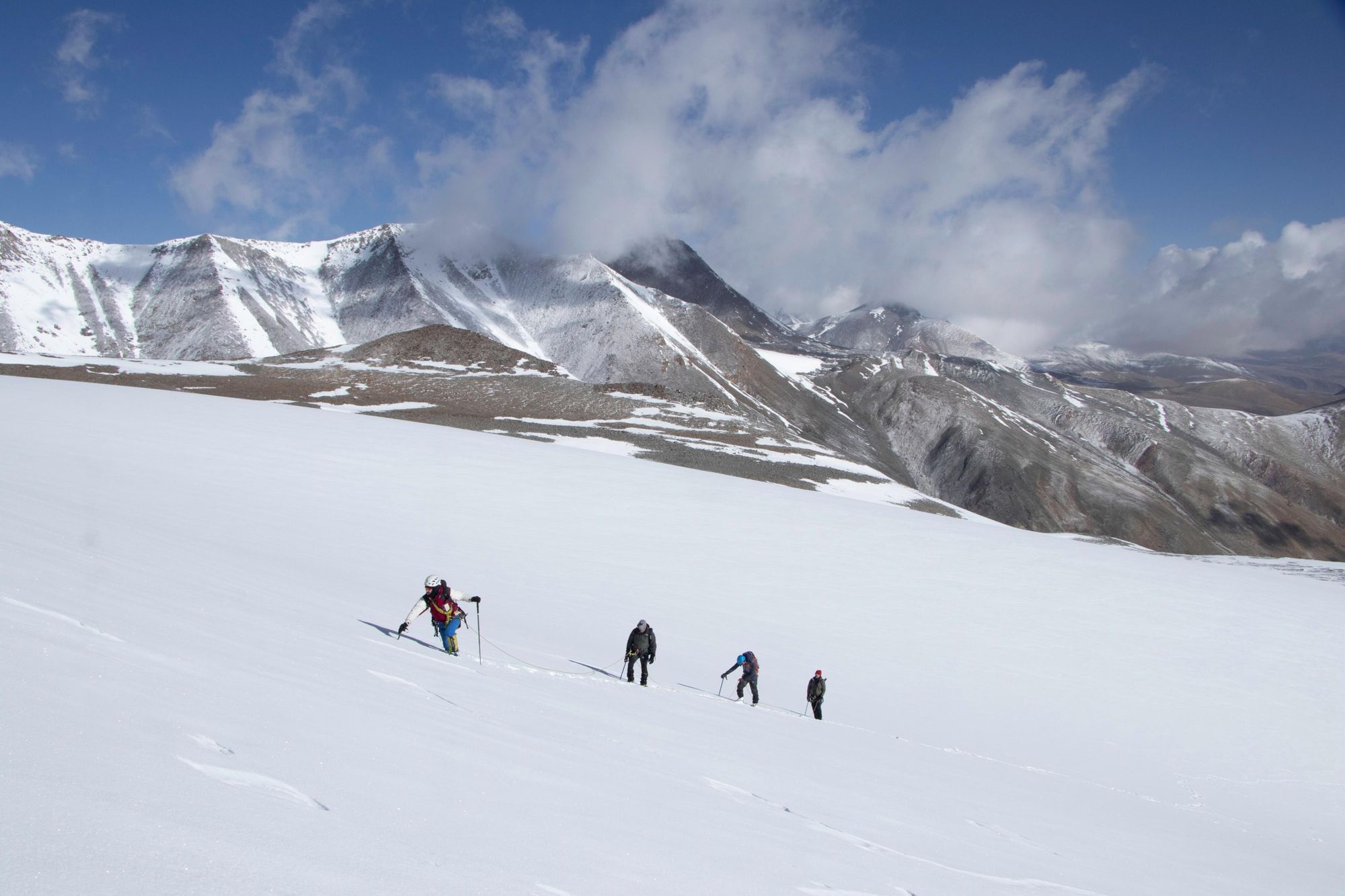 Climbers negotiating a snow field in Ut Kangri, Ladakh. Photo: Majestic Ladakh