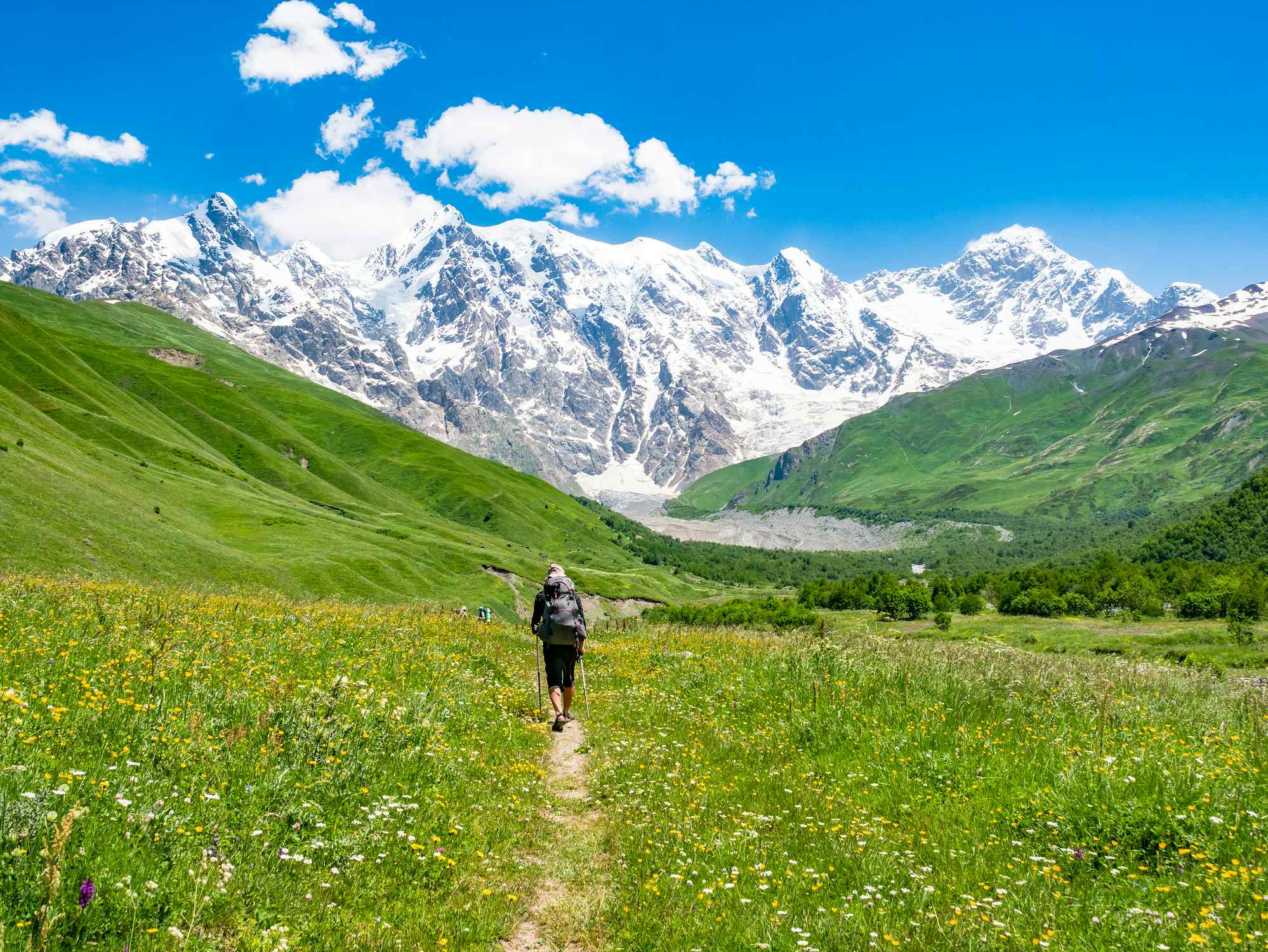 Hiker the Upper Svaneti Section of Georgia's Greater Caucasus Trail. Photo: Getty.