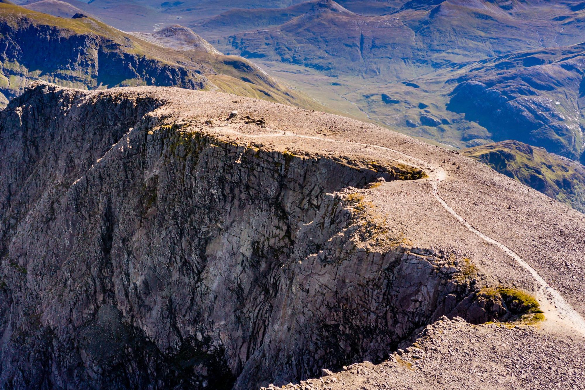 An aeral view of the summit of Ben Nevis in Scotland - the UK's tallest mountain peak. Photo: Getty