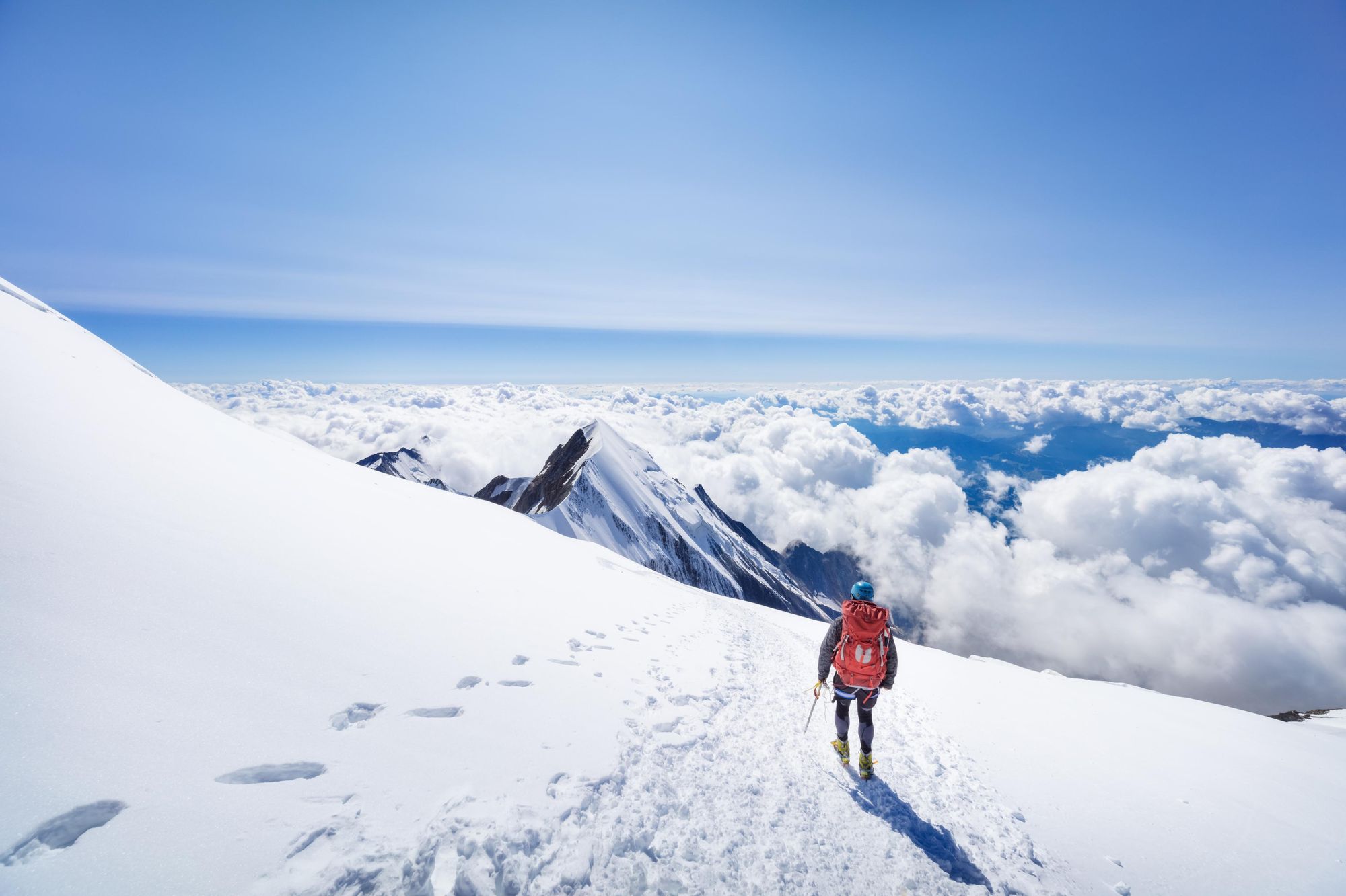 An ascent of Mont Blanc - challenging yourself is an important part of adventure. Photo: Lena Serditova.