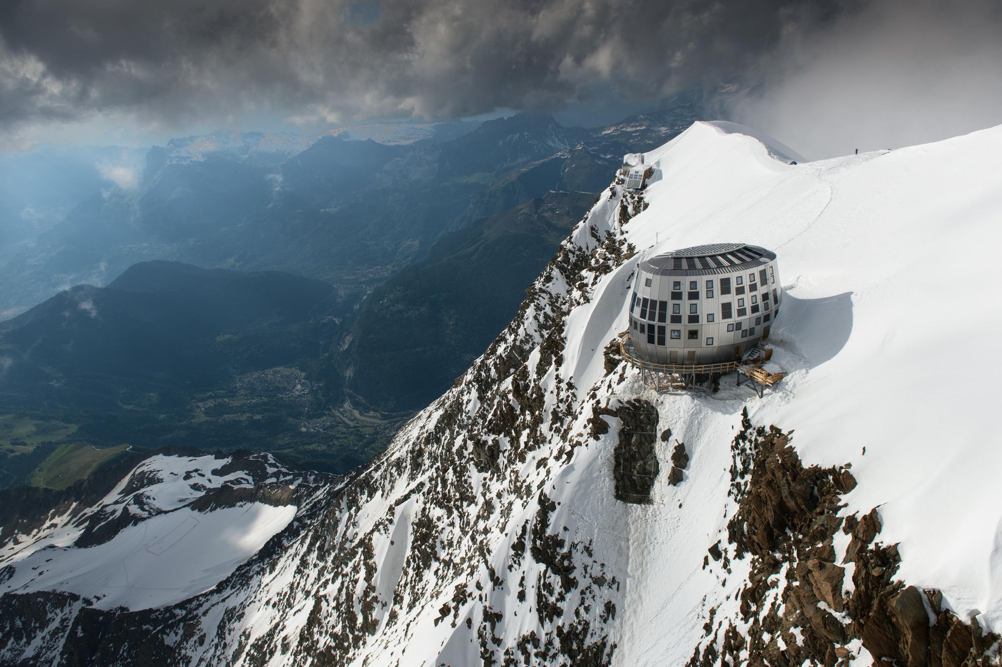 The otherwordly Refuge du Goûte, which sits along the route to Mont Blanc. Photo: Altai France