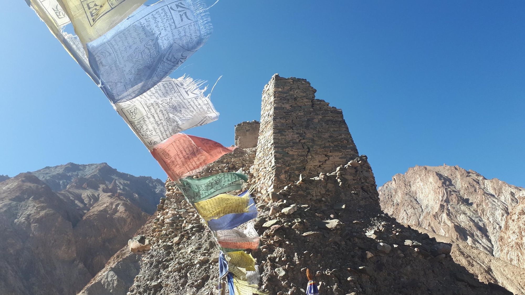 Prayer flags along the Markha Valley trail. Photo: Dani Redd.